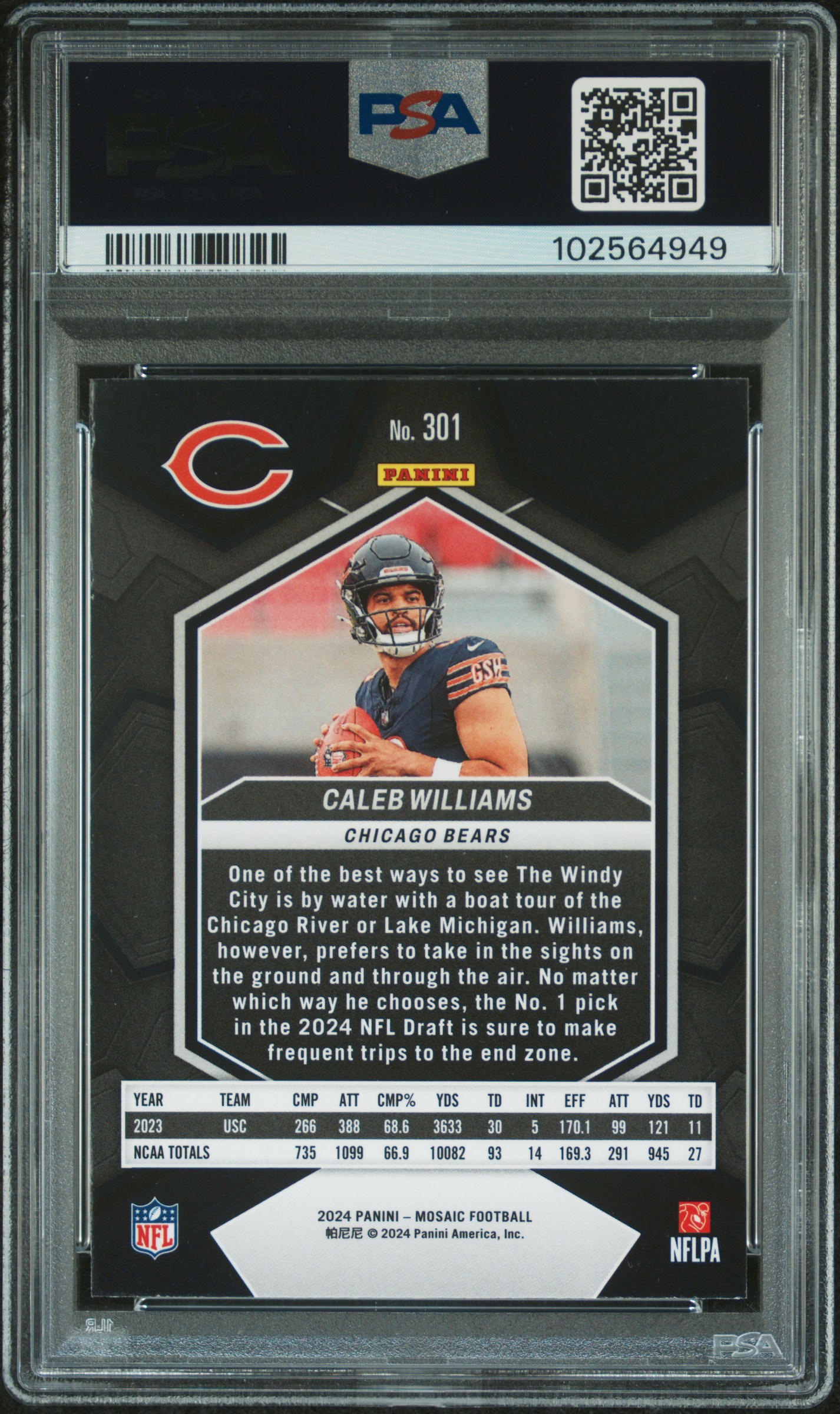 2024 Panini Mosaic Caleb Williams #301 Mint 9 back