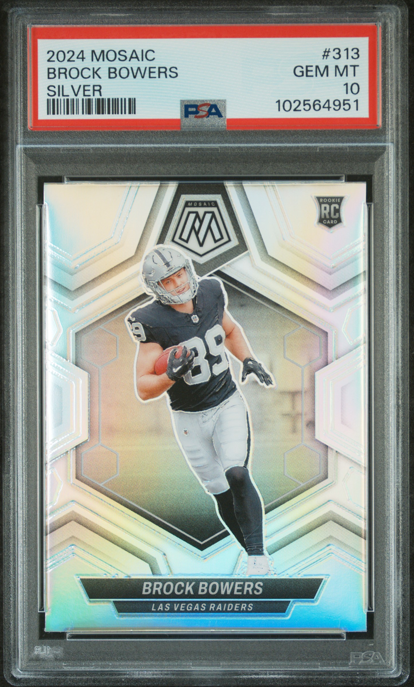 2024 Panini Mosaic Brock Bowers #313 (Silver) Gem Mt 10 front