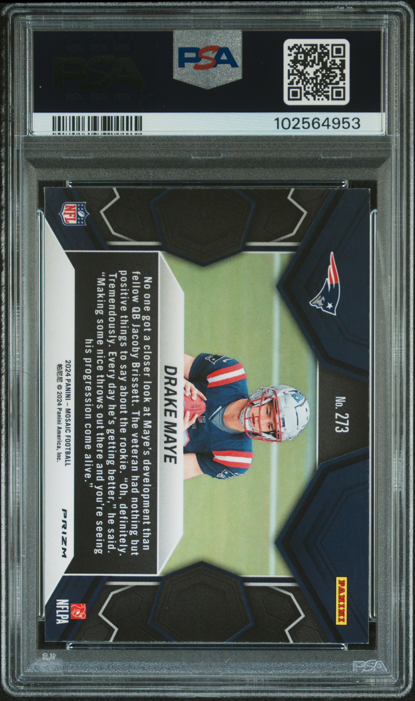 2024 Panini Mosaic Drake Maye #273 (Mosaic) Mint 9 back