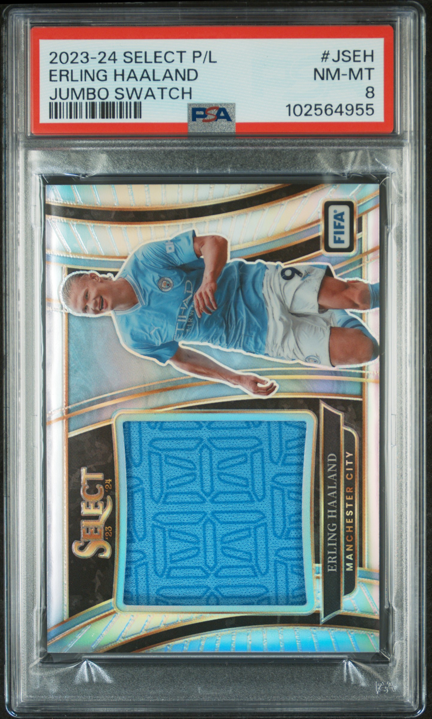 2023-24 Panini Select Premier League Jumbo Swatches Erling Haaland #Jseh Nm-Mt 8 front