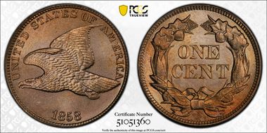 1858 1C Large Letters MS66