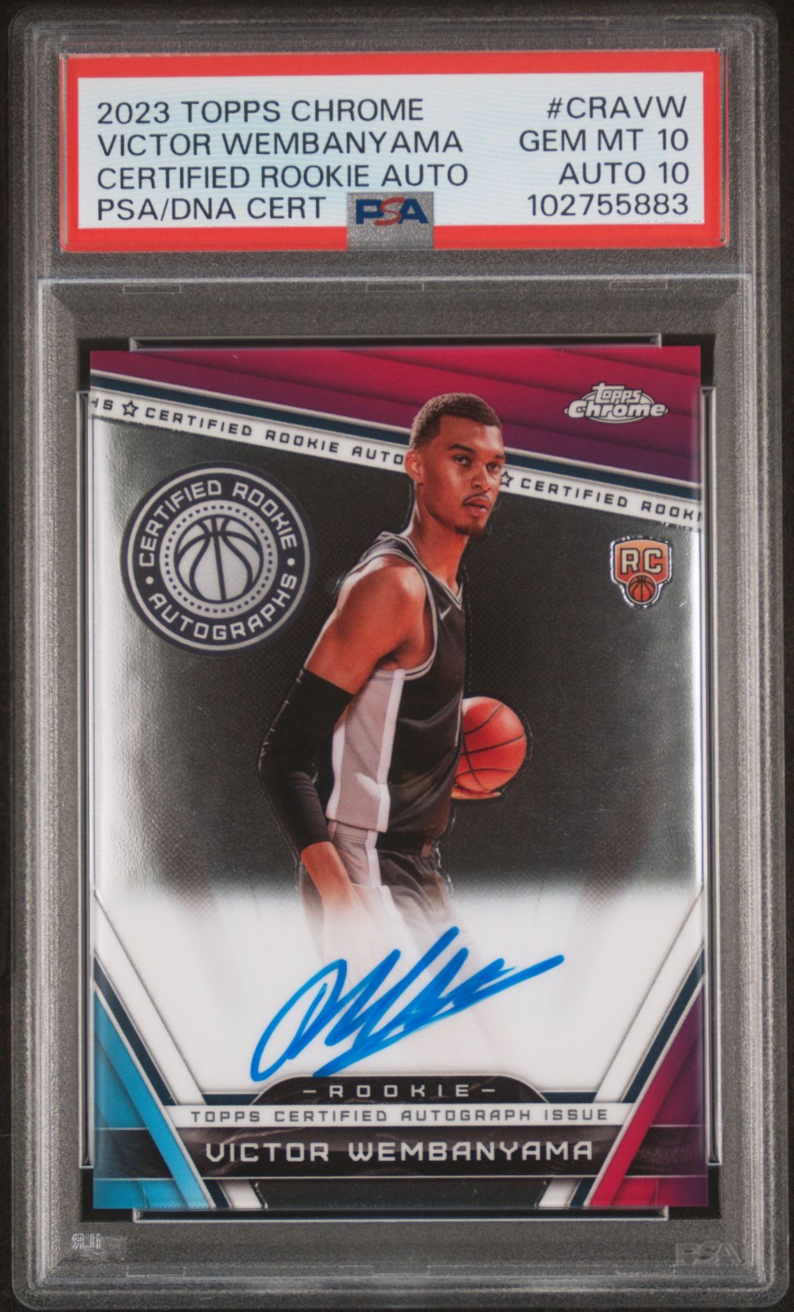 2023 Topps TOPPS CHROME CERTIFIED ROOKIE AUTOGRAPHS CERTIFIED ROOKIE AUTOCertificationPrimary Signer (1 Signer)VICTOR WEMBANYAMA #CRAVW Victor Wembanyama front