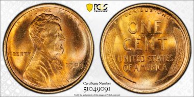 1909-S 1C Lincoln MS66+ RD