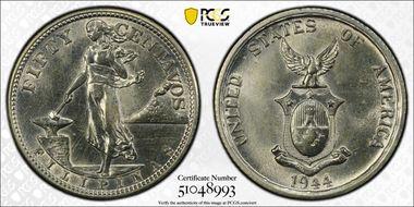 1944-S 50C KM-183  Ag N1