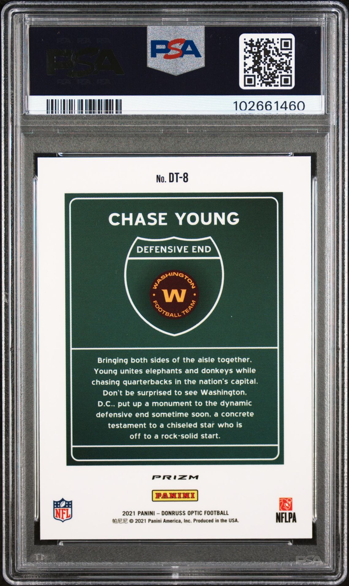 2021 Panini Donruss Optic Downtown Chase Young #Dt8 (Downtown) Mint 9 back