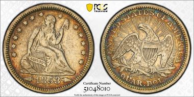 1853 25C Arrows and Rays VF30