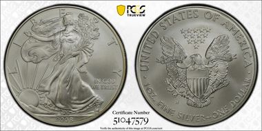 2008-W $1 Burnished Silver Eagle SP69