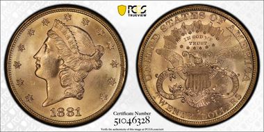 1881-S $20 MS63+