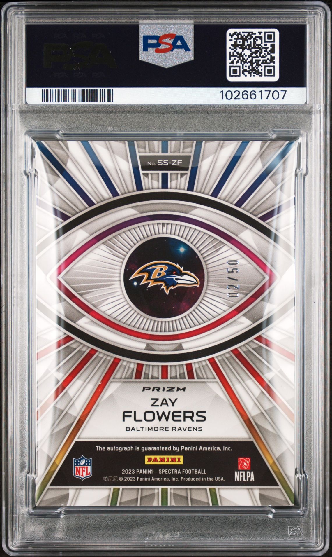 2023 Panini Spectra Spectral Signatures Zay Flowers #Sszf (Spectral Sig-Neon Blue) Nm-Mt 8 back