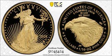 2021-W $5 Gold Eagle - Type 2 PR70DCAM
