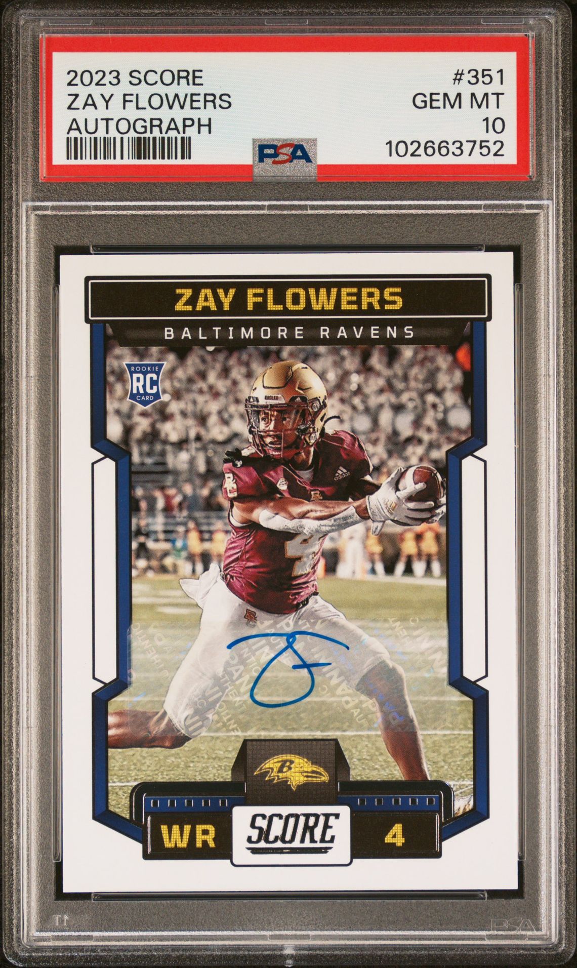 2023 Panini Score Zay Flowers #351 (Autograph) Gem Mt 10 front