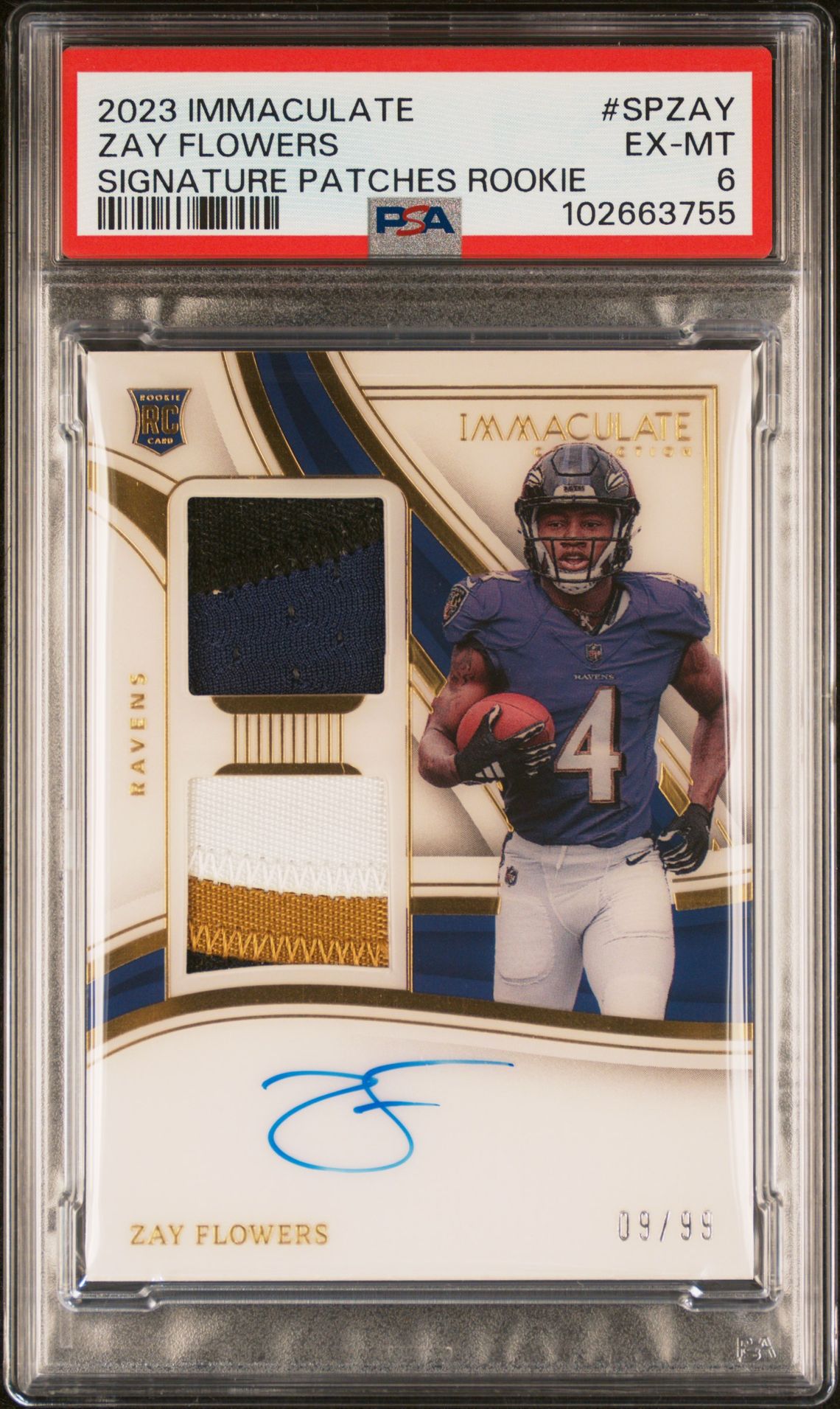 2023 Panini Immaculate Collection Immaculate Signature Patches Rookie Zay Flowers #Spzay Ex-Mt 6 front