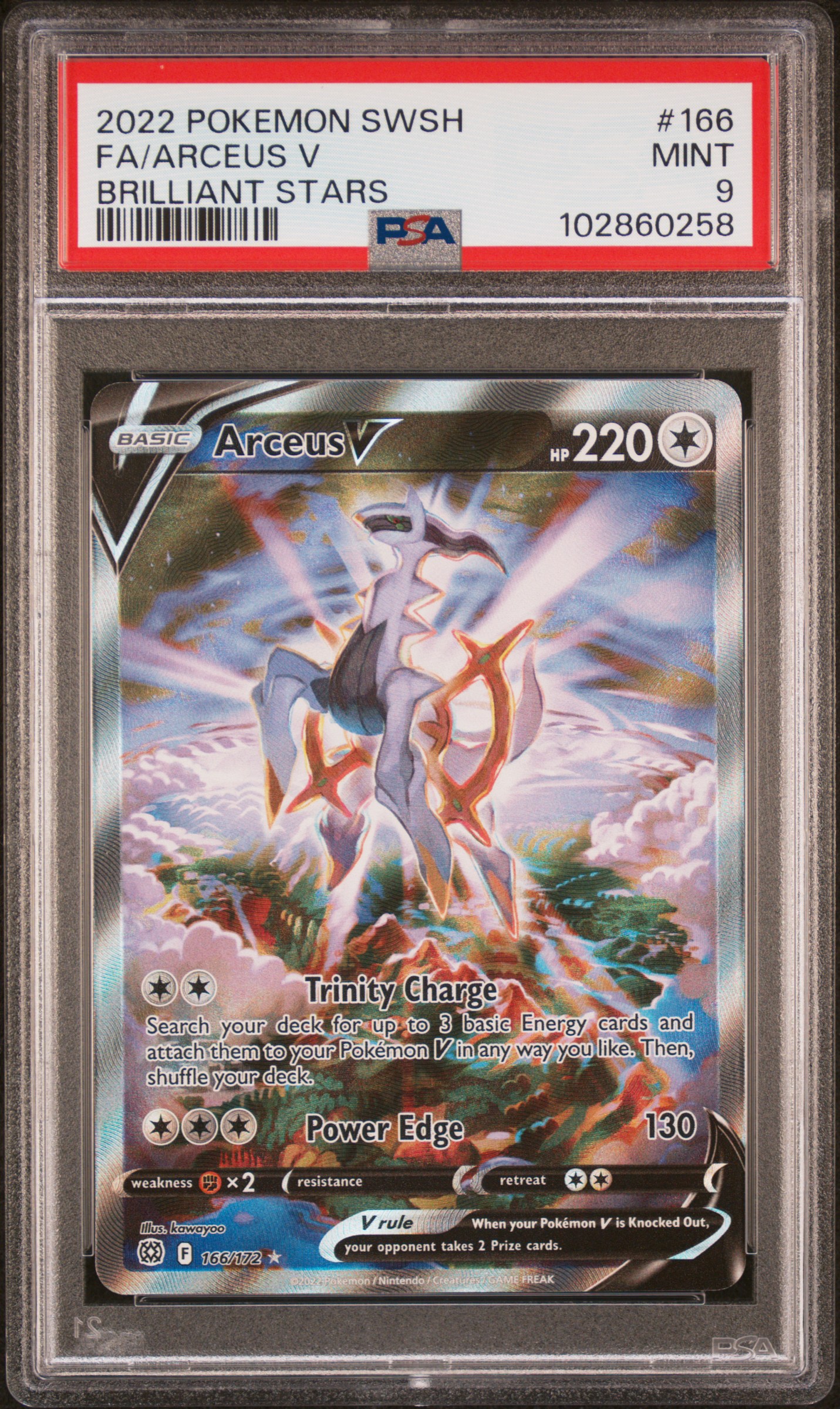 2022 #166 Full Art/Arceus V PSA 9 Sword & Shield Brilliant Stars