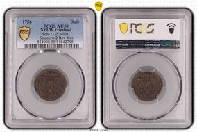 1756 Duit Sch-233b Mule Struck w/2 Rev dies AU50BN