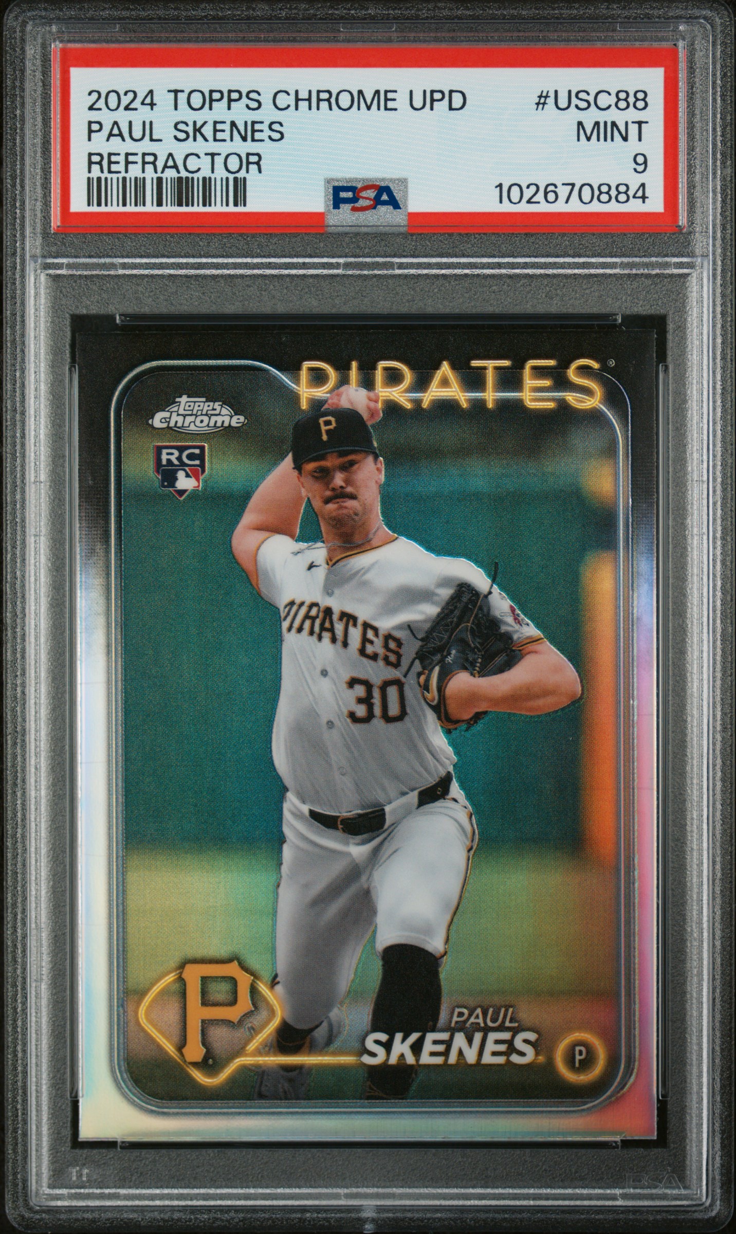 2024 Topps Chrome Update Paul Skenes #Usc88 (Refractor) Mint 9 front