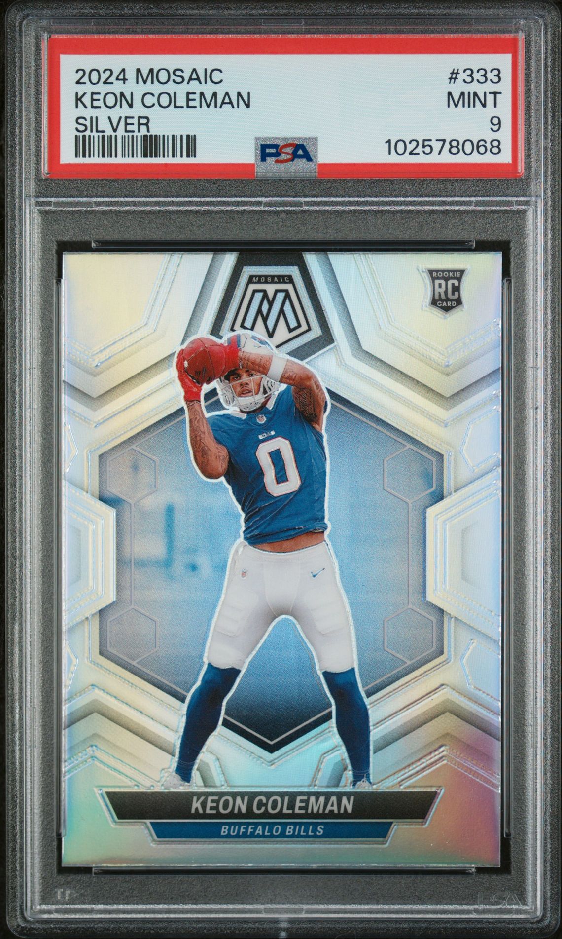 2024 Panini Mosaic Keon Coleman #333 (Silver) Mint 9 front