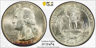 1943-S 25C Medium S FS-502 MS65