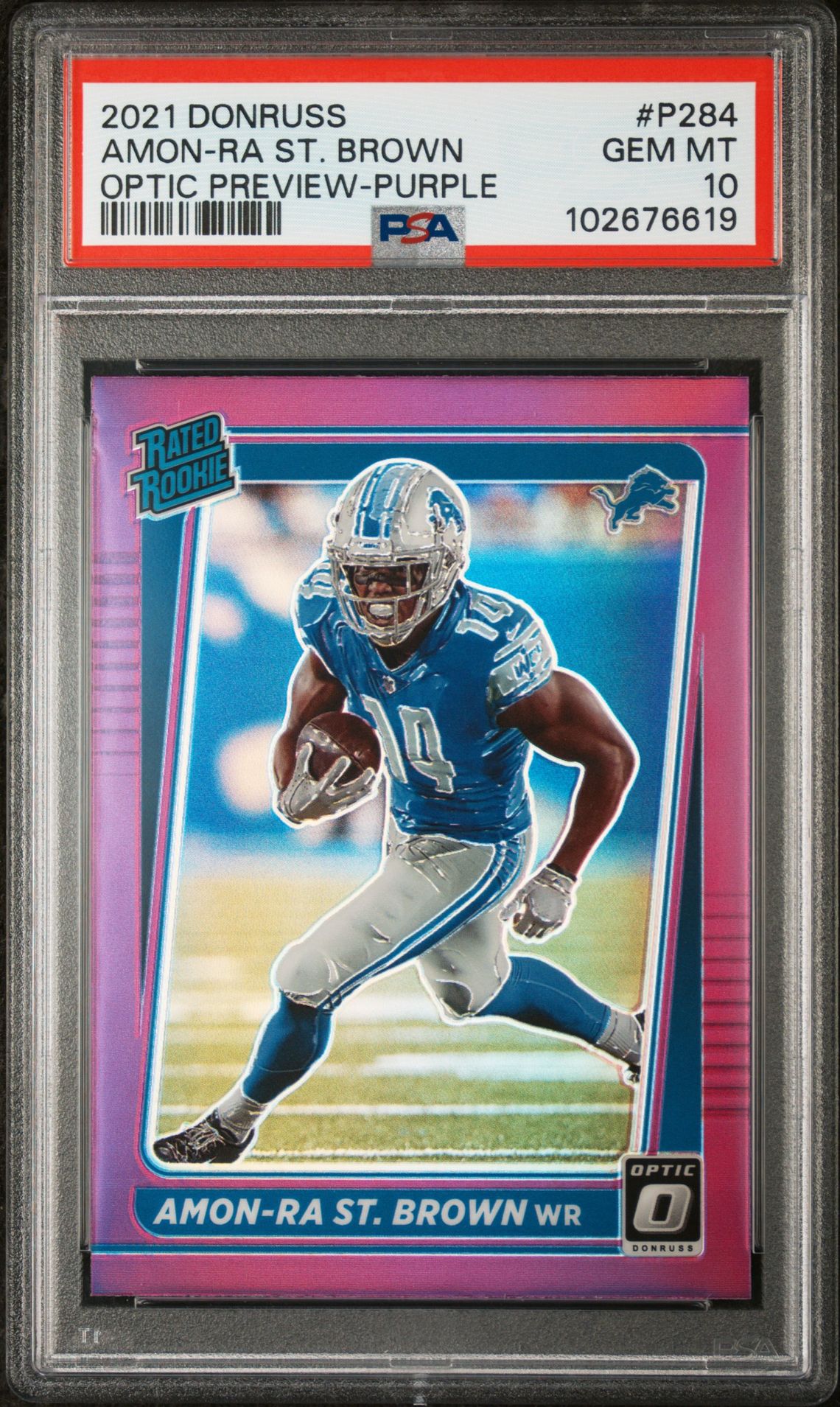 2021 Panini PANINI DONRUSS OPTIC PREVIEW-PURPLE #P284 Amon-Ra St. Brown front