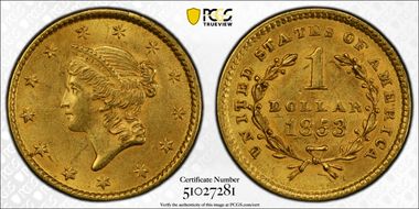 1853 G$1 MS62