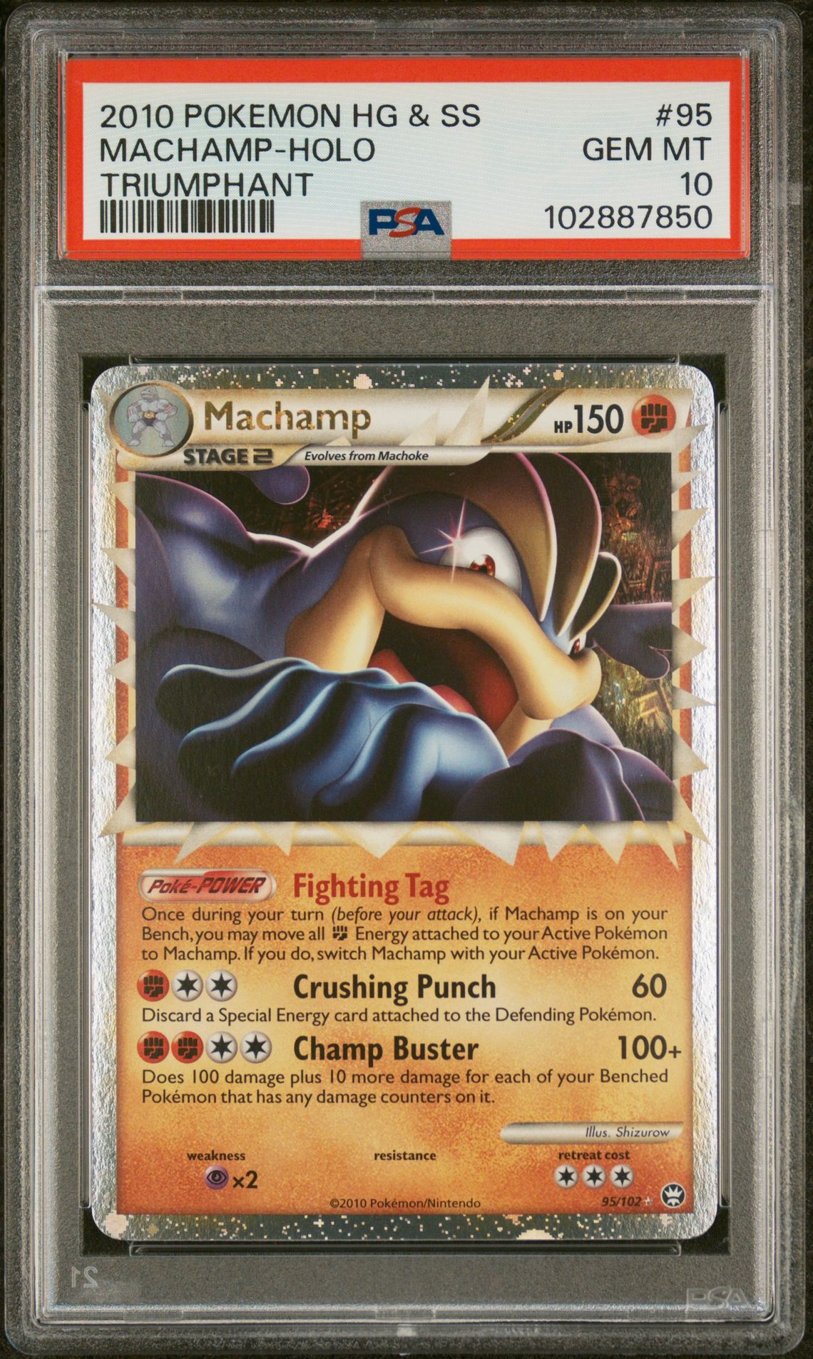 2010 Pokemon POKEMON HEARTGOLD & SOULSILVER TRIUMPHANT #95 Machamp-Holo front