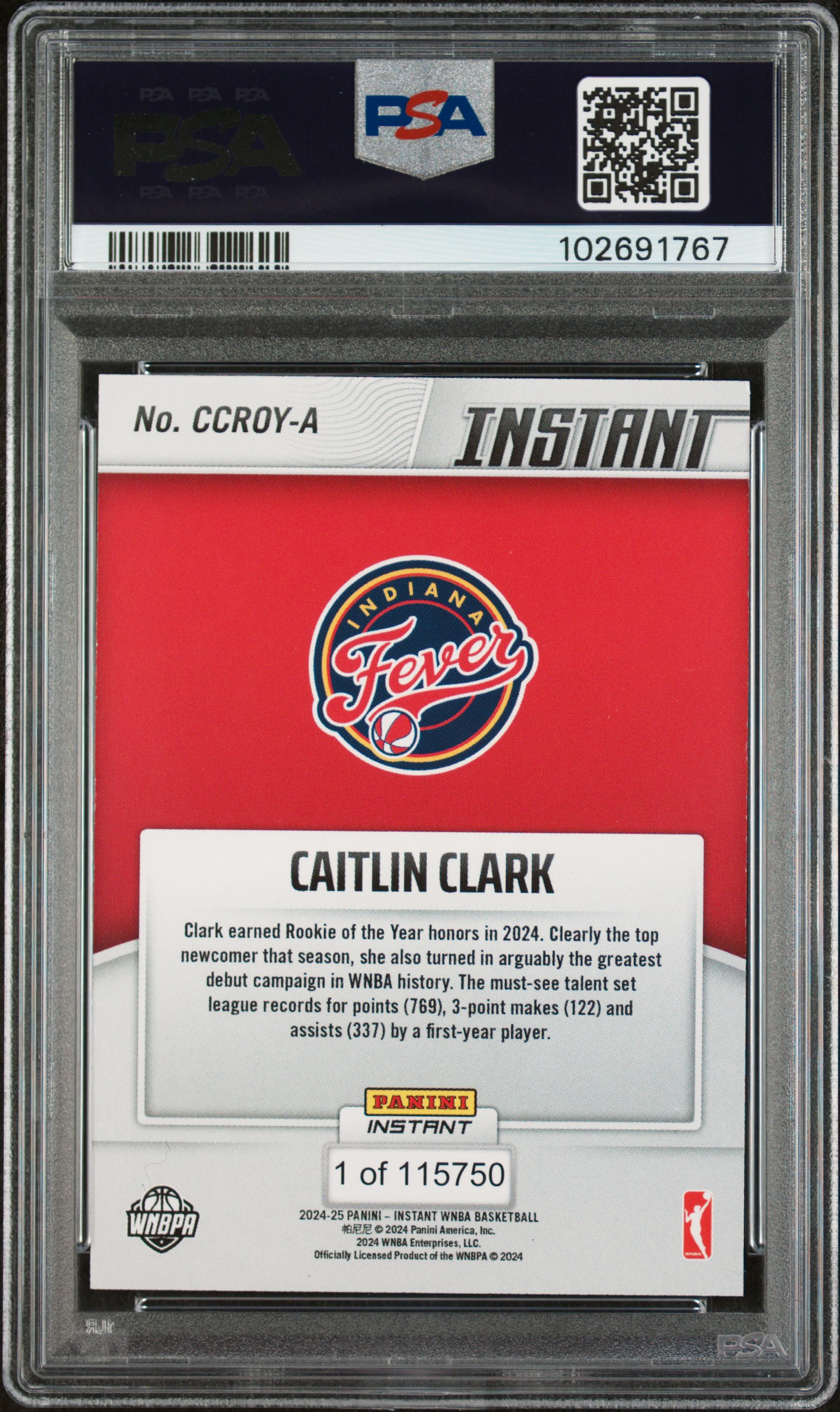 2024 Panini Instant Wnba Rookie Of The Year Caitlin Clark #A Nm-Mt 8 back