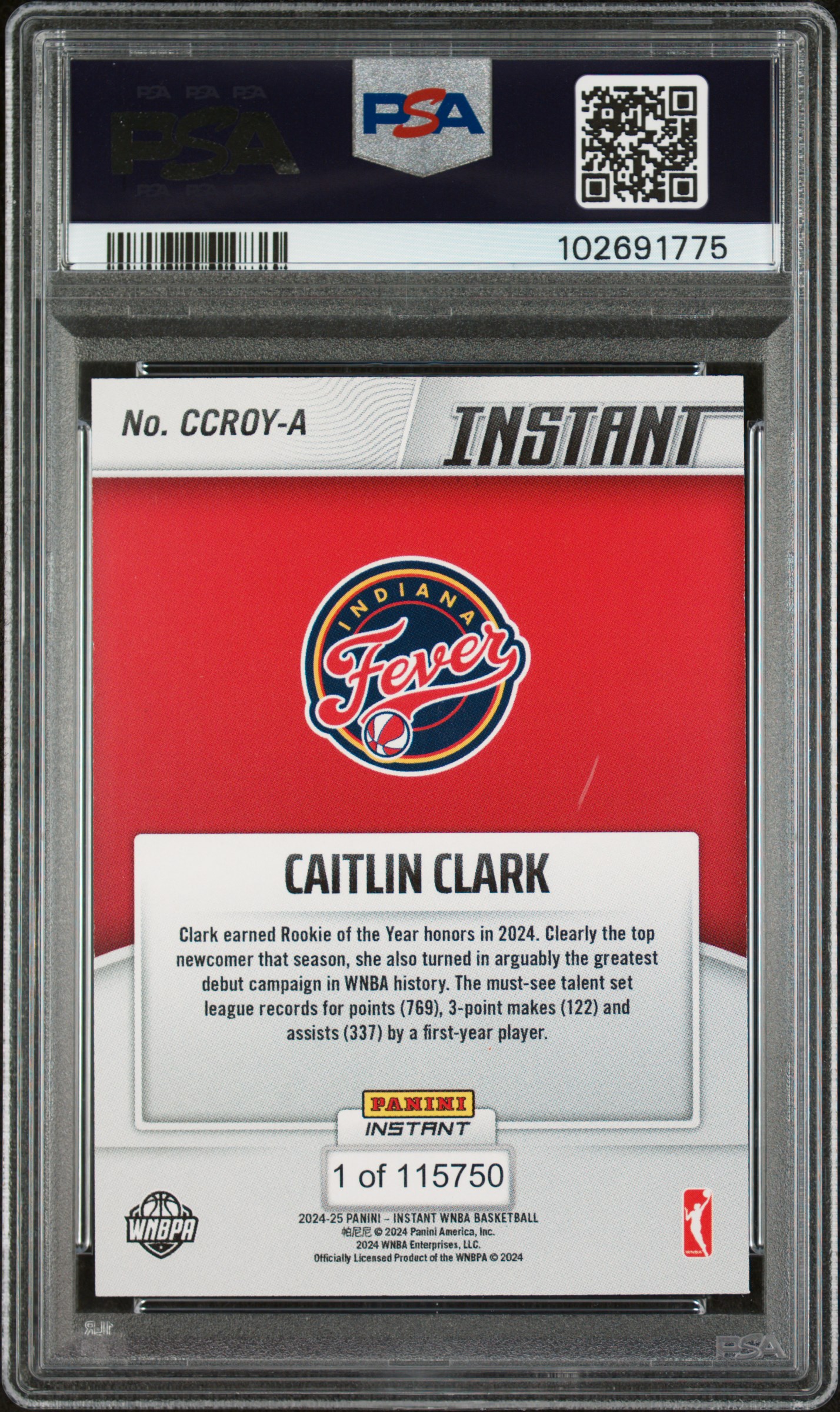 2024 Panini Instant Wnba Rookie Of The Year Caitlin Clark #A Nm-Mt 8 back