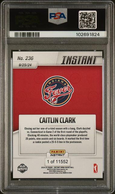 2024 Panini Instant Wnba Caitlin Clark #236 Gem Mt 10 back