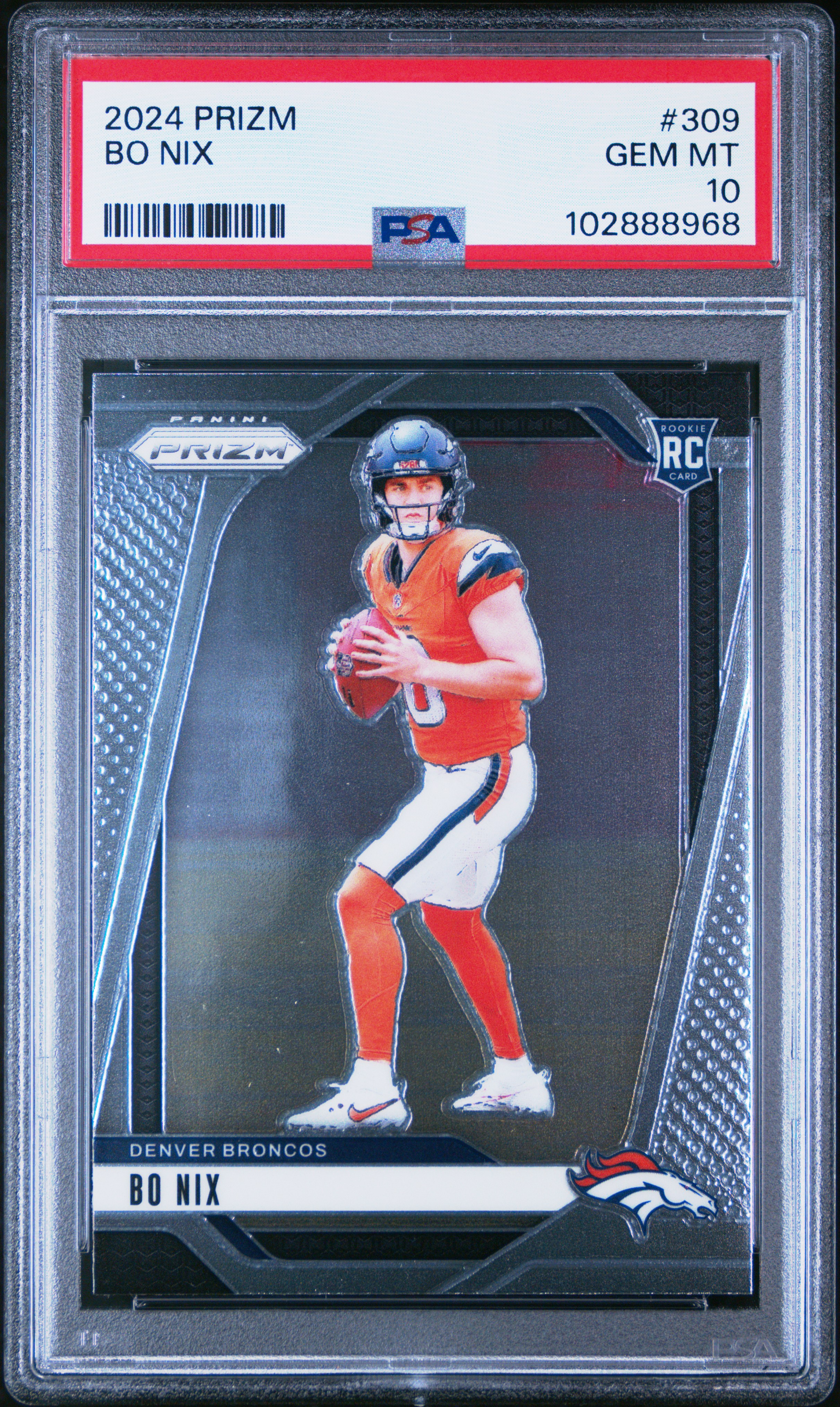 2024 Panini Prizm Bo Nix #309 Gem Mt 10 front