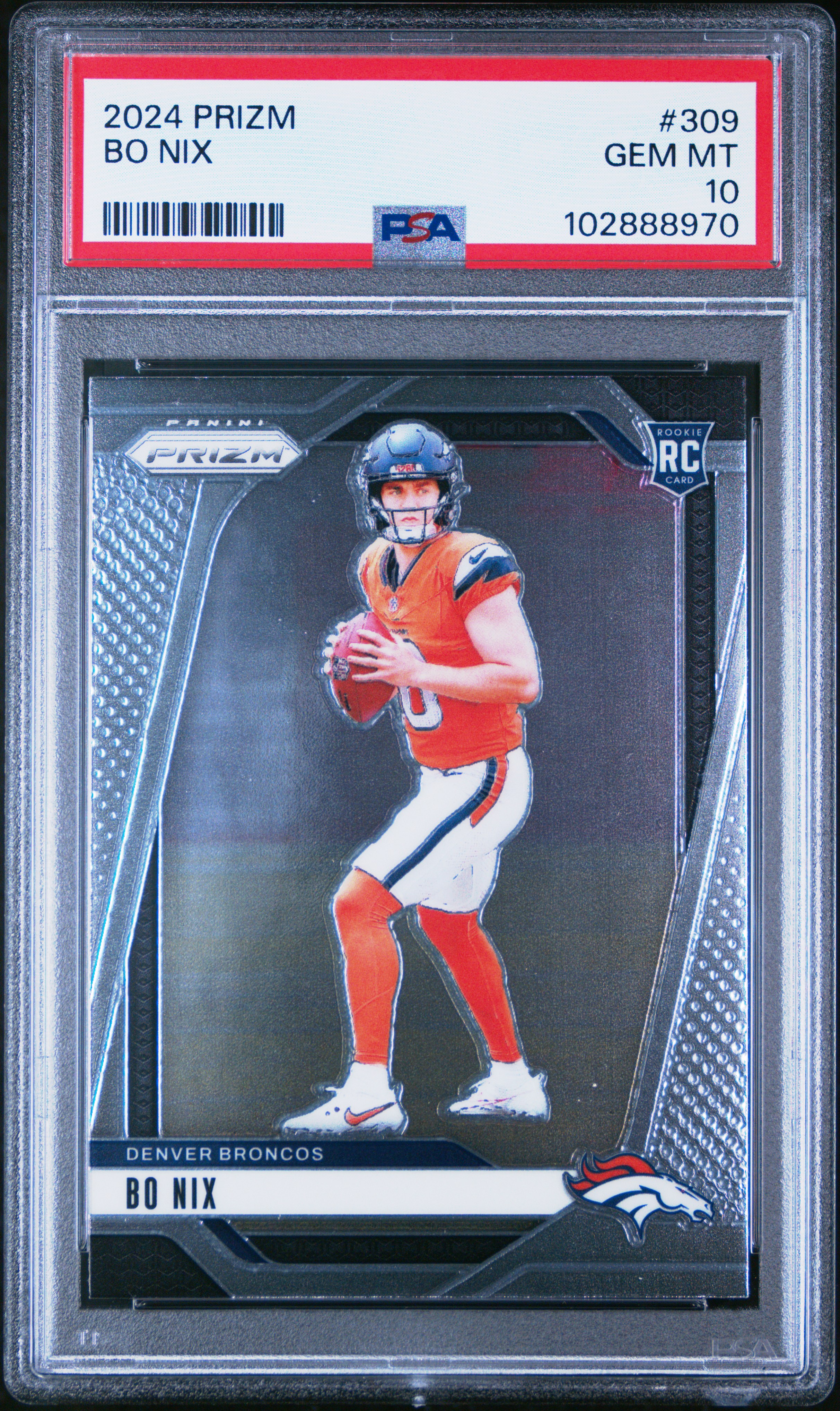 2024 Panini Prizm Bo Nix #309 Gem Mt 10 front