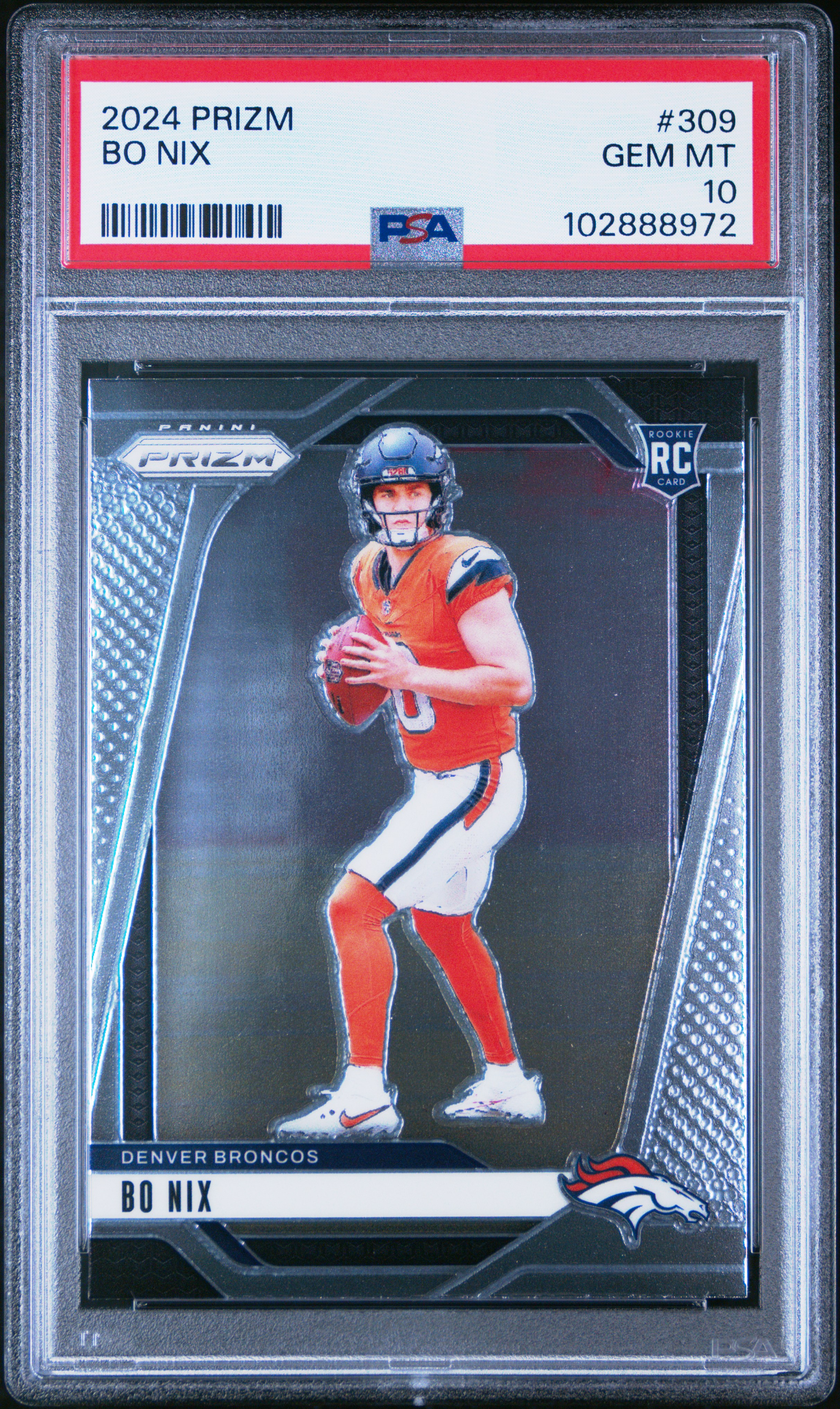 2024 Panini Prizm Bo Nix #309 Gem Mt 10 front