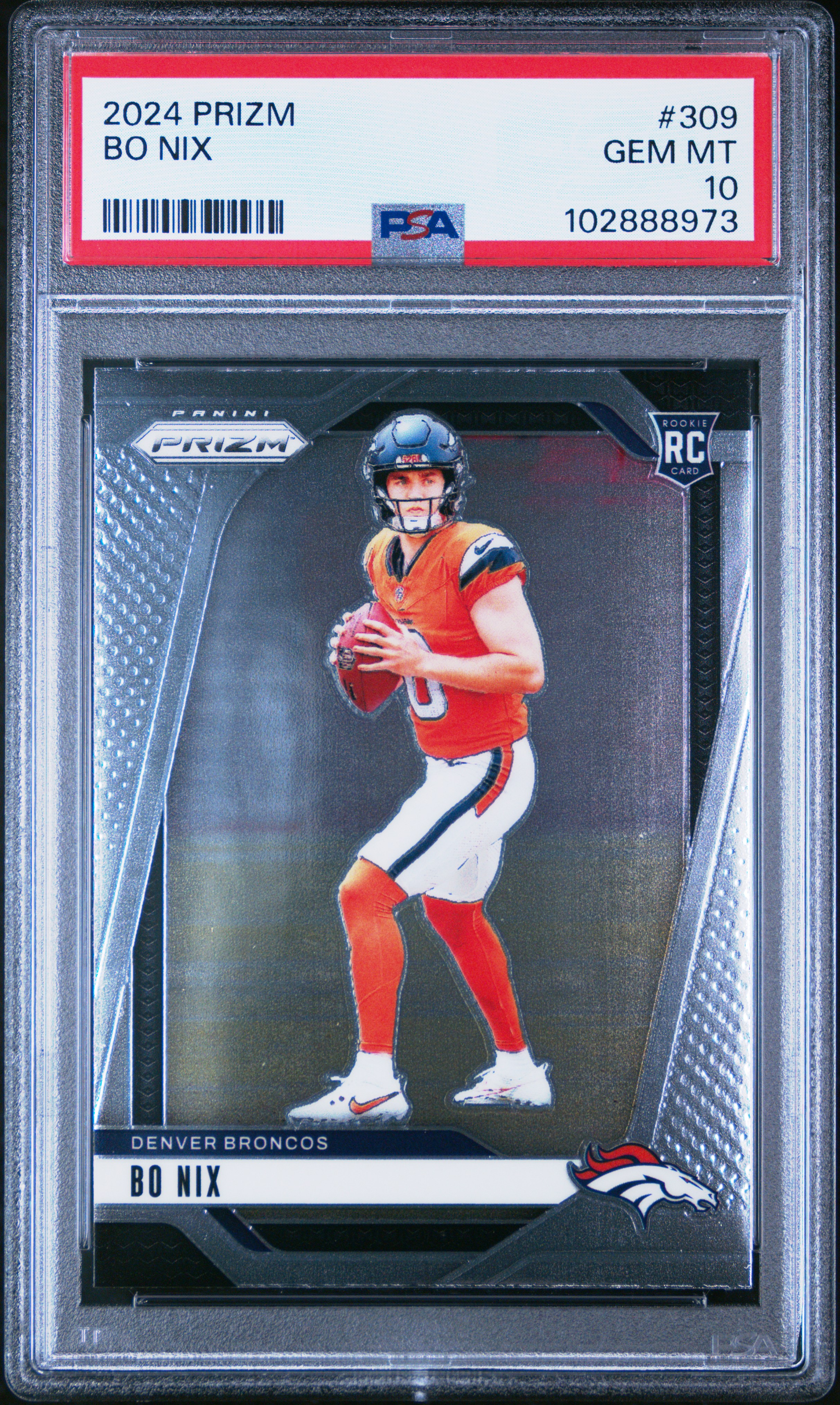 2024 Panini Prizm Bo Nix #309 Gem Mt 10 front