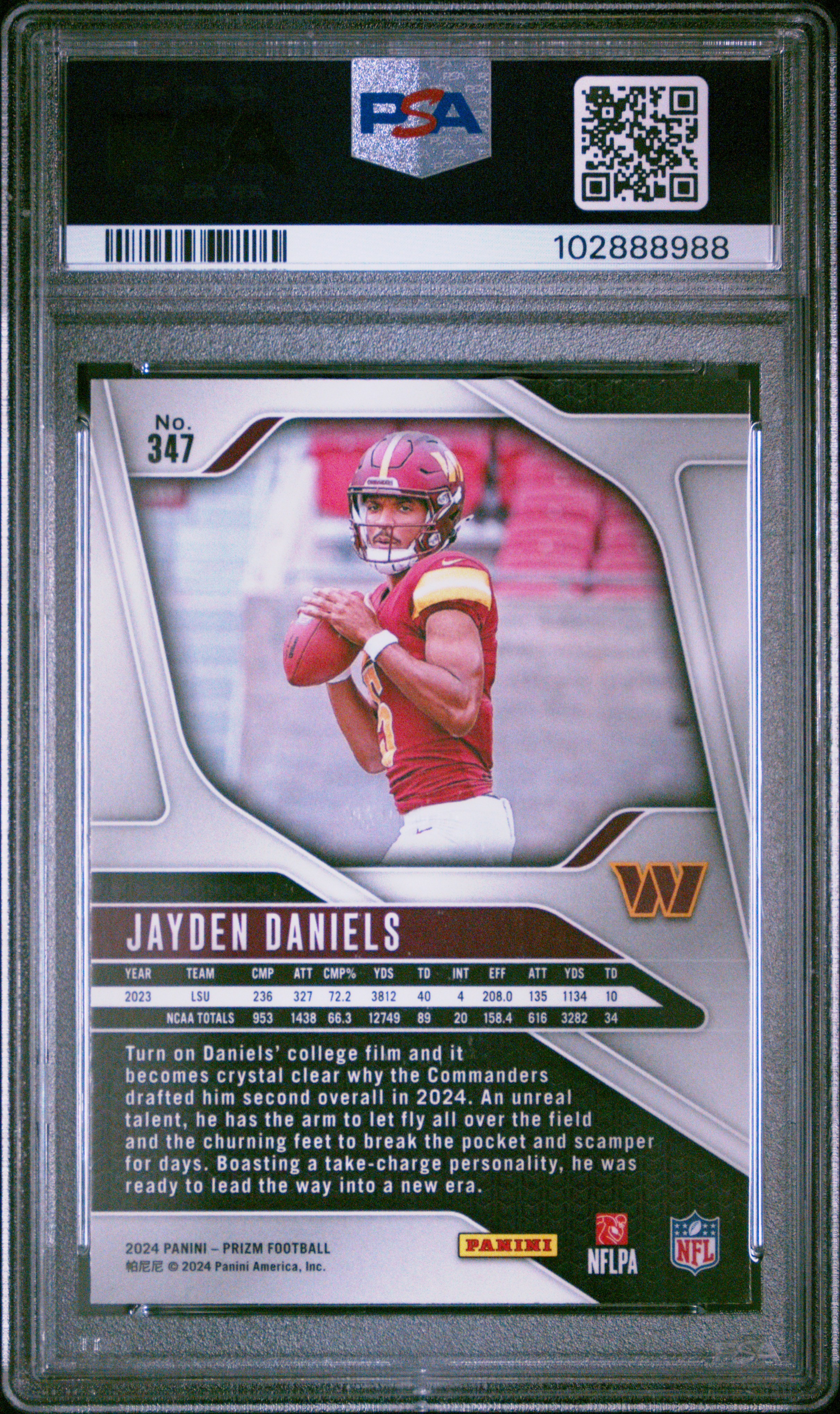 2024 Panini Prizm Jayden Daniels #347 Mint 9 back