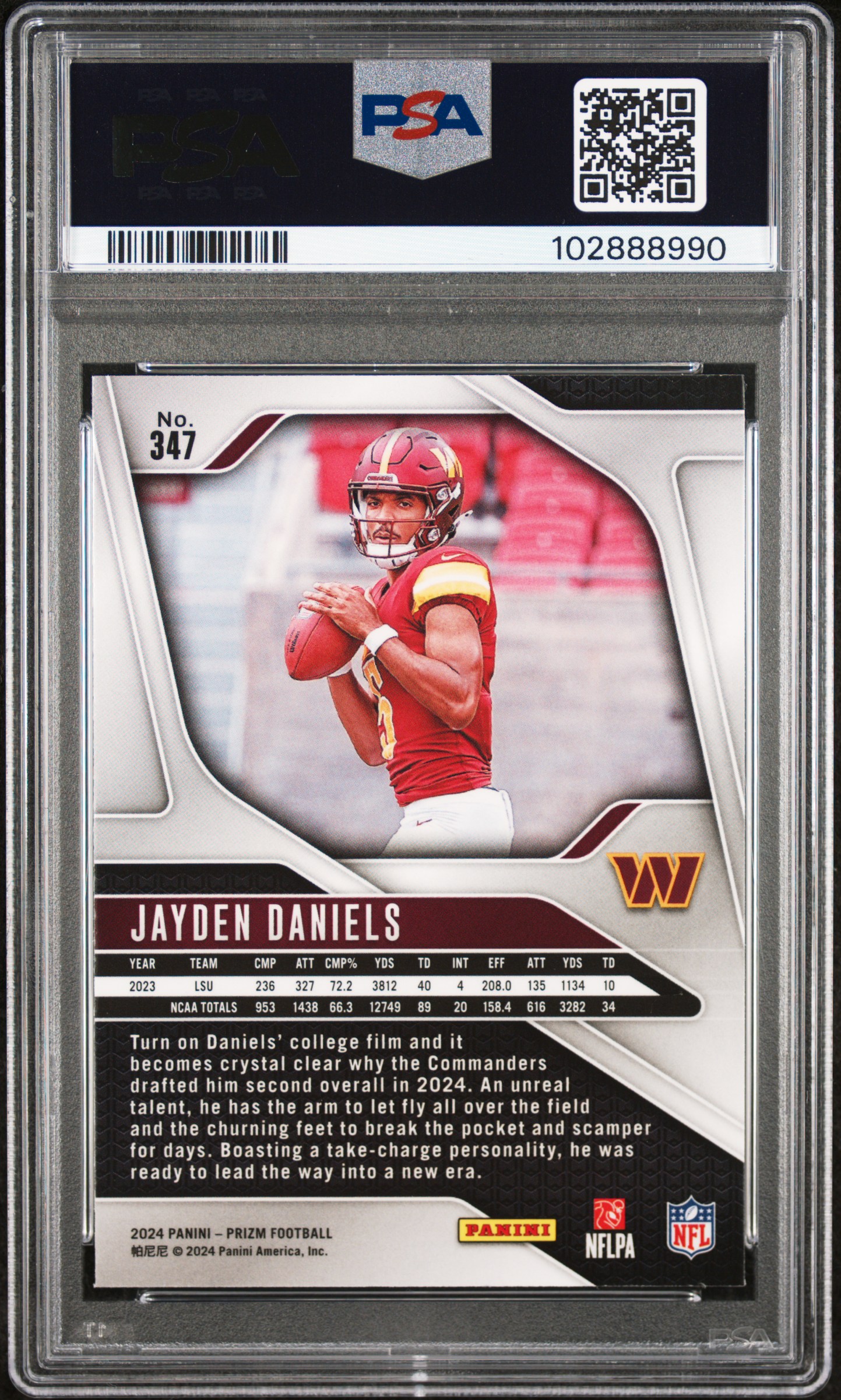 2024 Panini Prizm Jayden Daniels #347 Mint 9 back
