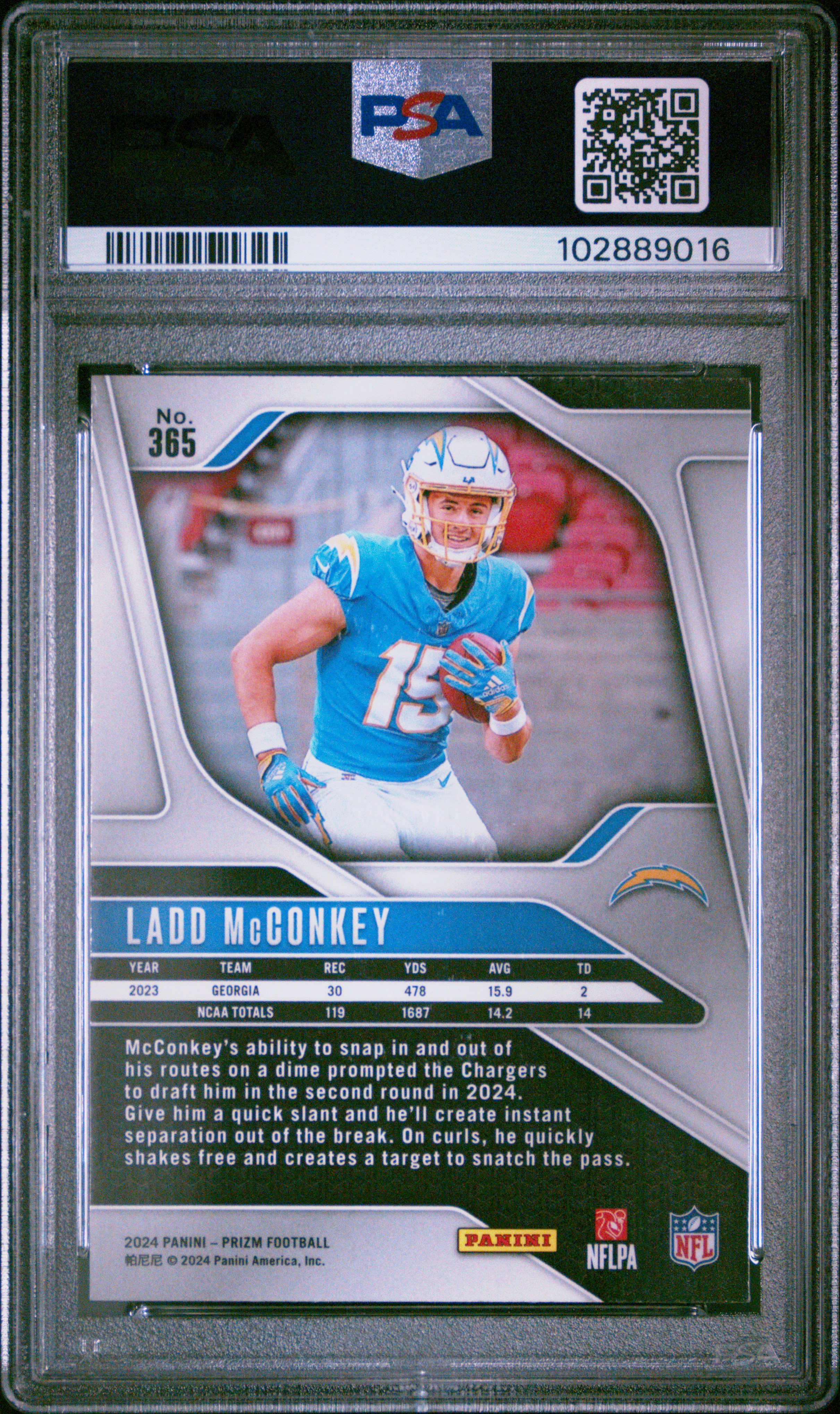2024 Panini Prizm Ladd Mcconkey #365 Gem Mt 10 back
