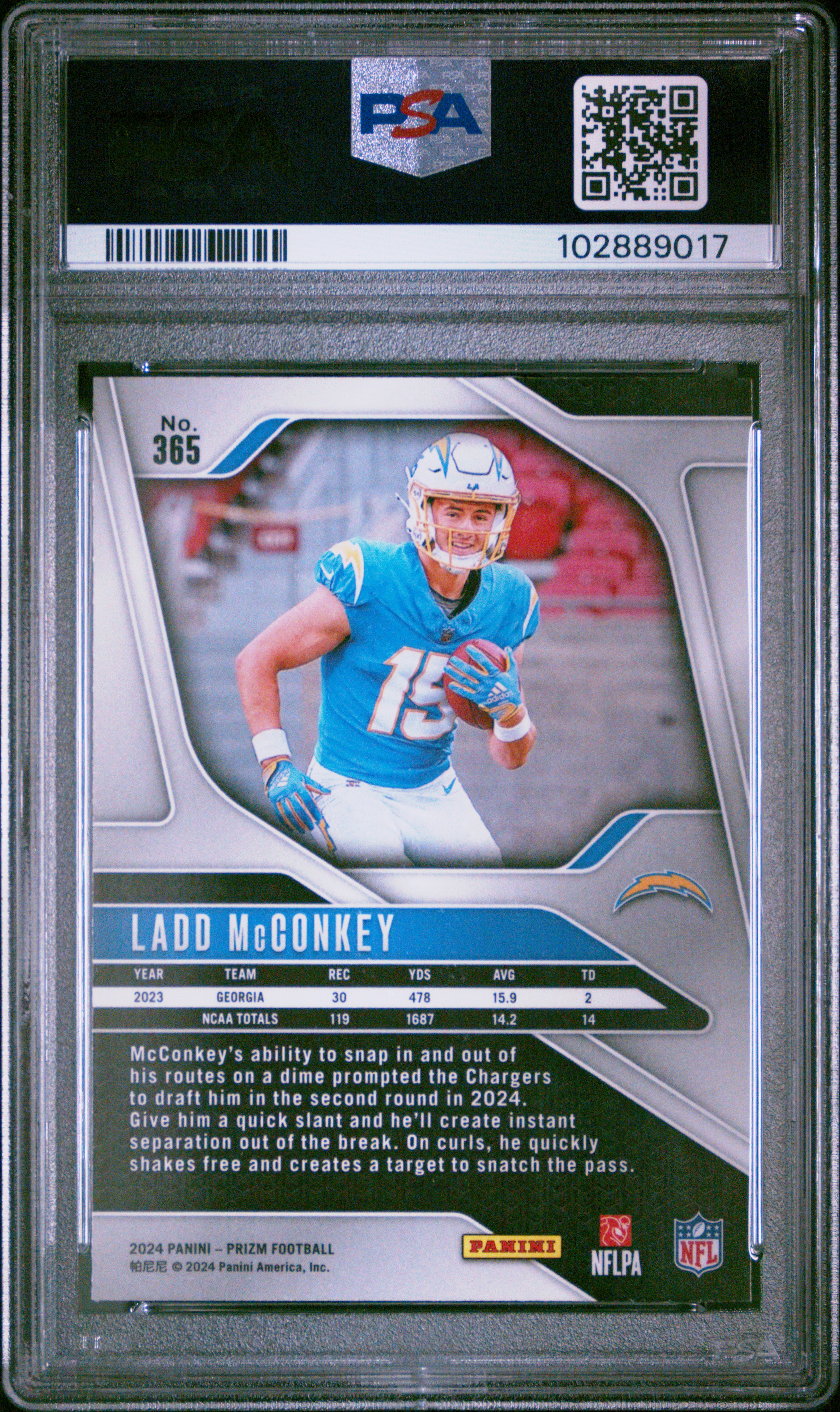 2024 Panini Prizm Ladd Mcconkey #365 Gem Mt 10 back