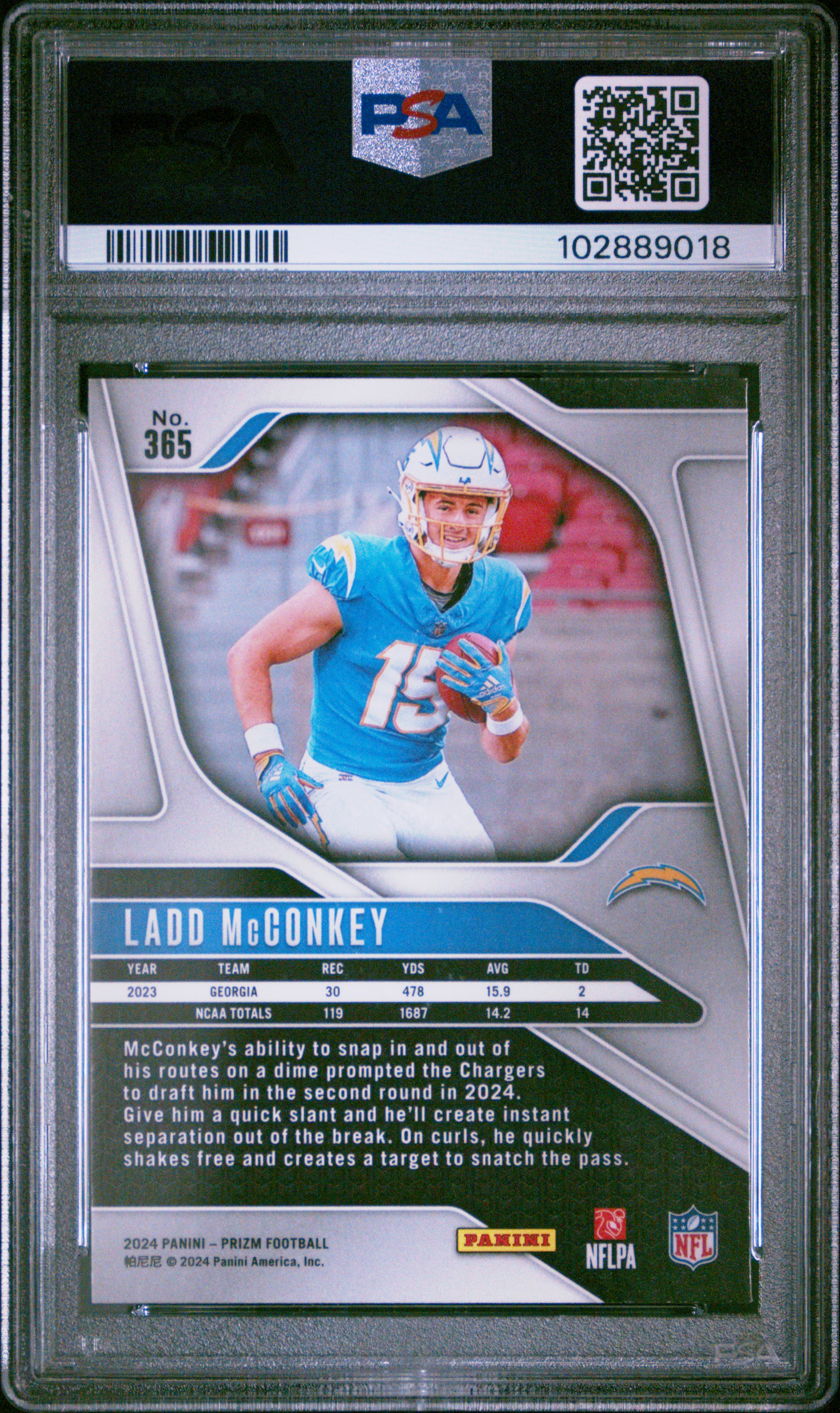 2024 Panini Prizm Ladd Mcconkey #365 Gem Mt 10 back