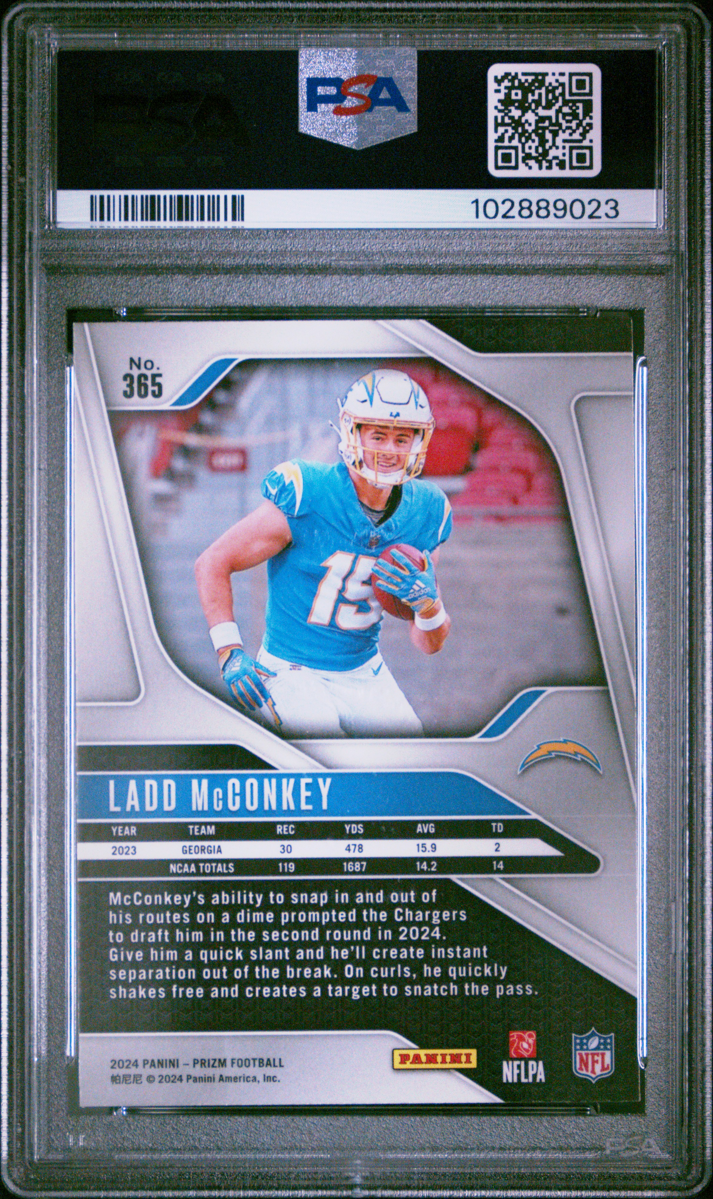 2024 Panini Prizm Ladd Mcconkey #365 Gem Mt 10 back