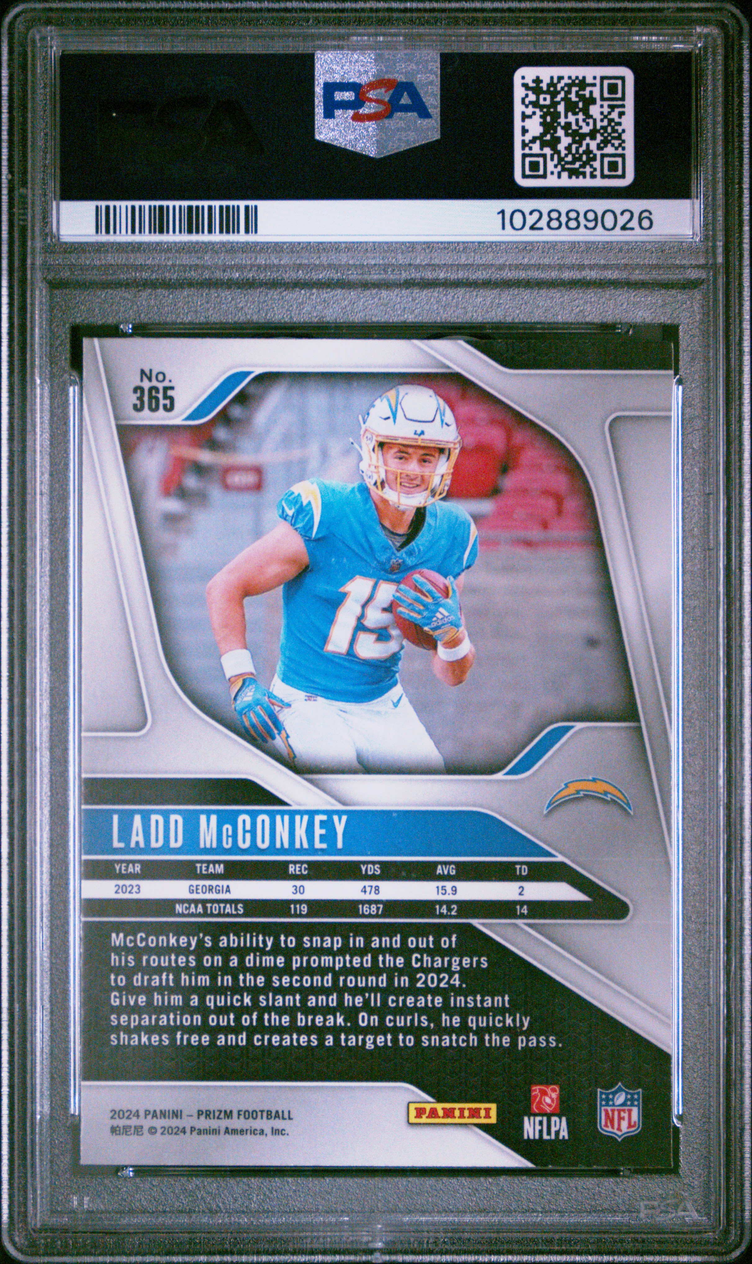 2024 Panini Prizm Ladd Mcconkey #365 Gem Mt 10 back