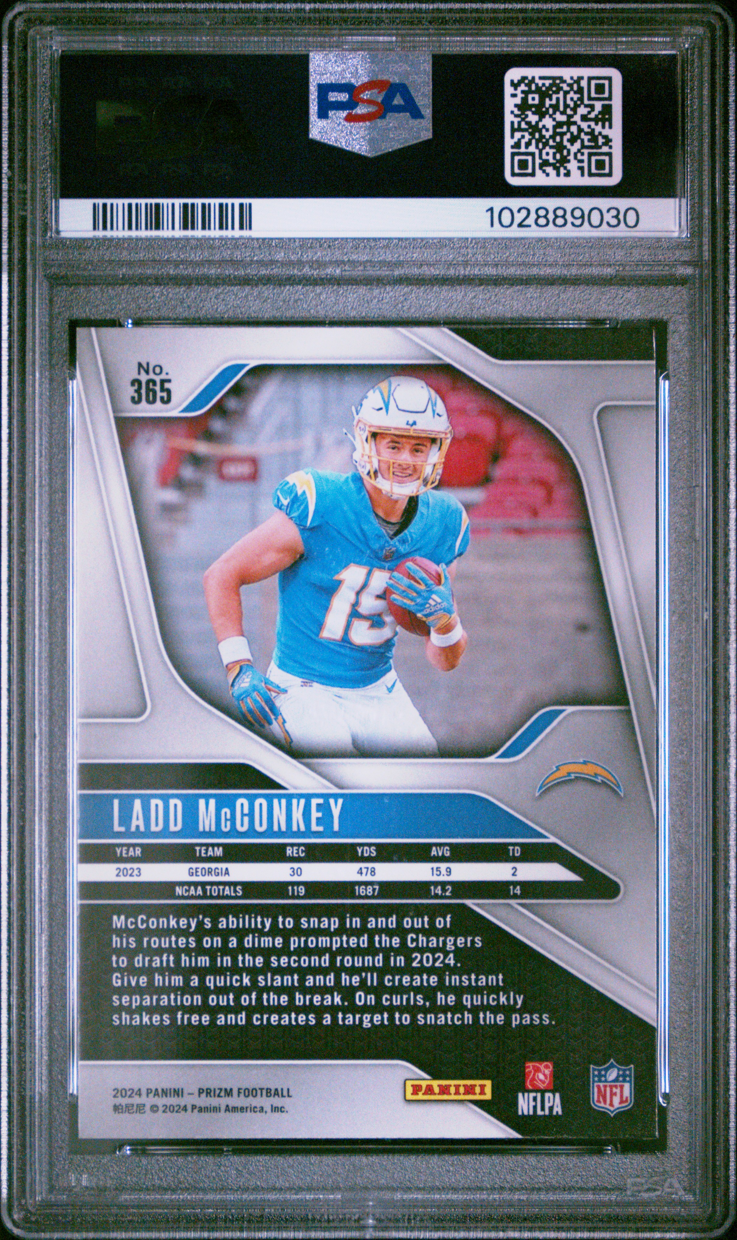 2024 Panini Prizm Ladd Mcconkey #365 Gem Mt 10 back