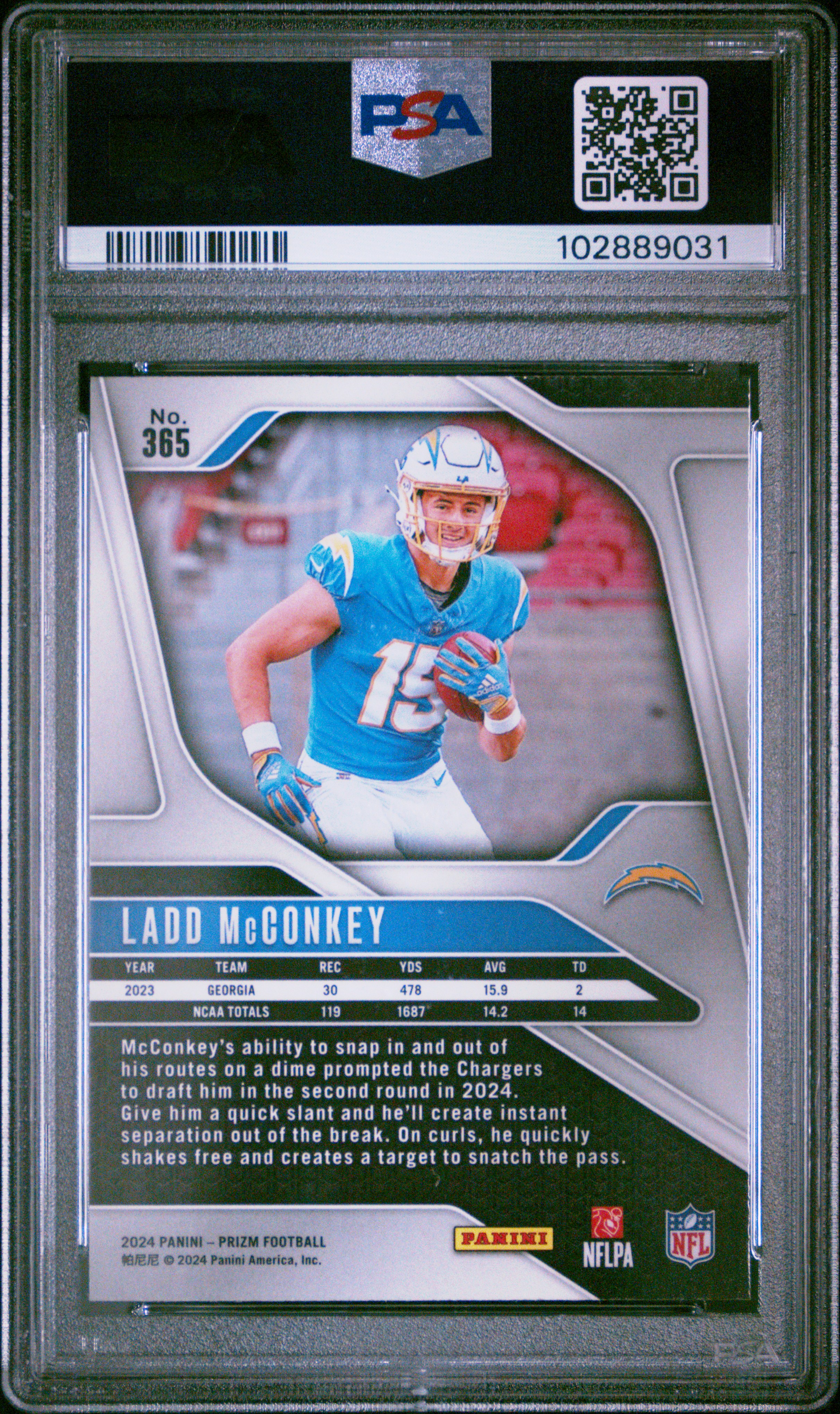2024 Panini Prizm Ladd Mcconkey #365 Gem Mt 10 back