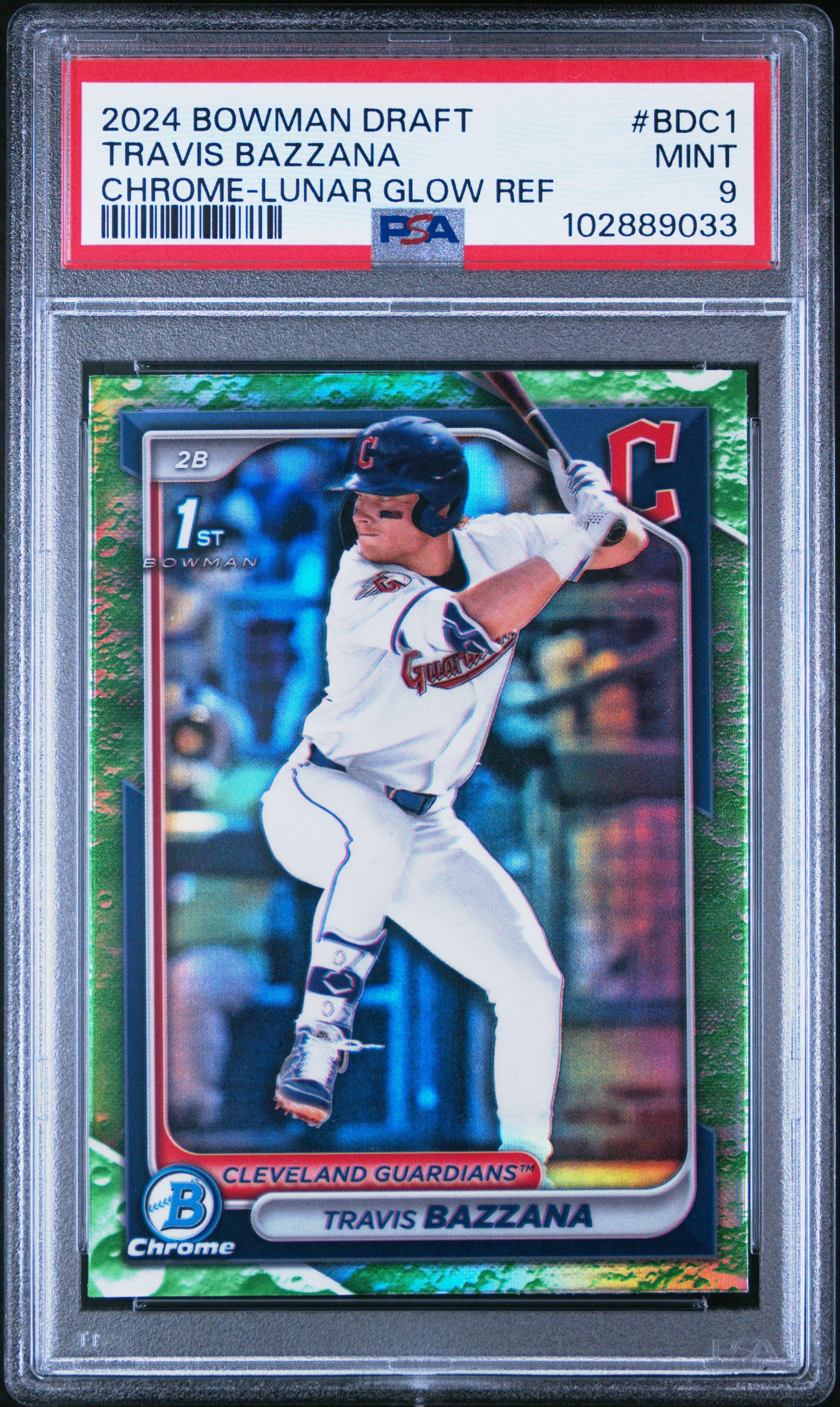 2024 Bowman Draft Travis Bazzana #Bdc1 (Chrome-Lunar Glow Ref) Mint 9 front