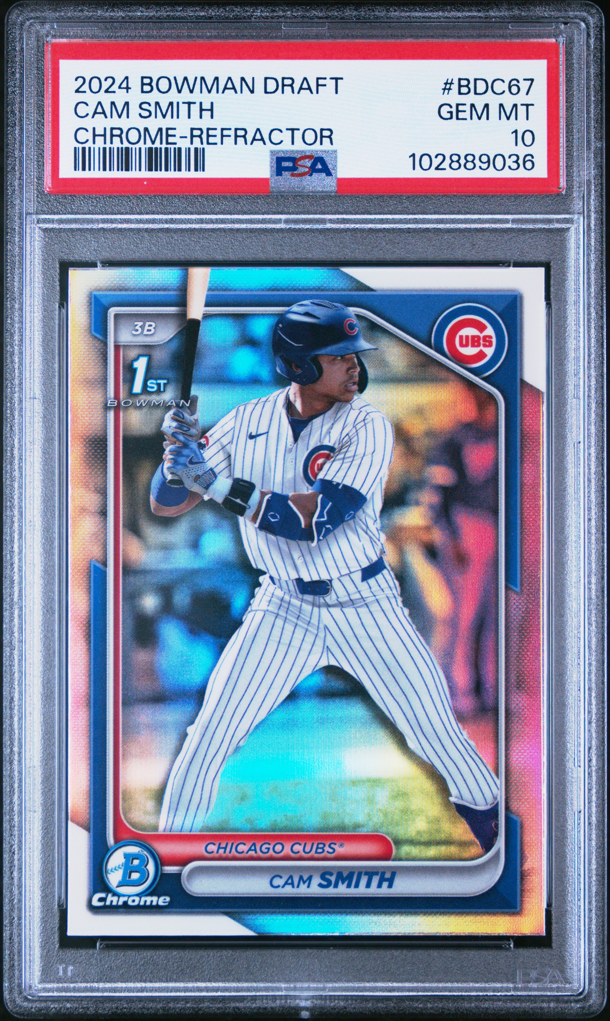 2024 Bowman Draft Cam Smith #Bdc67 (Chrome-Refractor) Gem Mt 10 front
