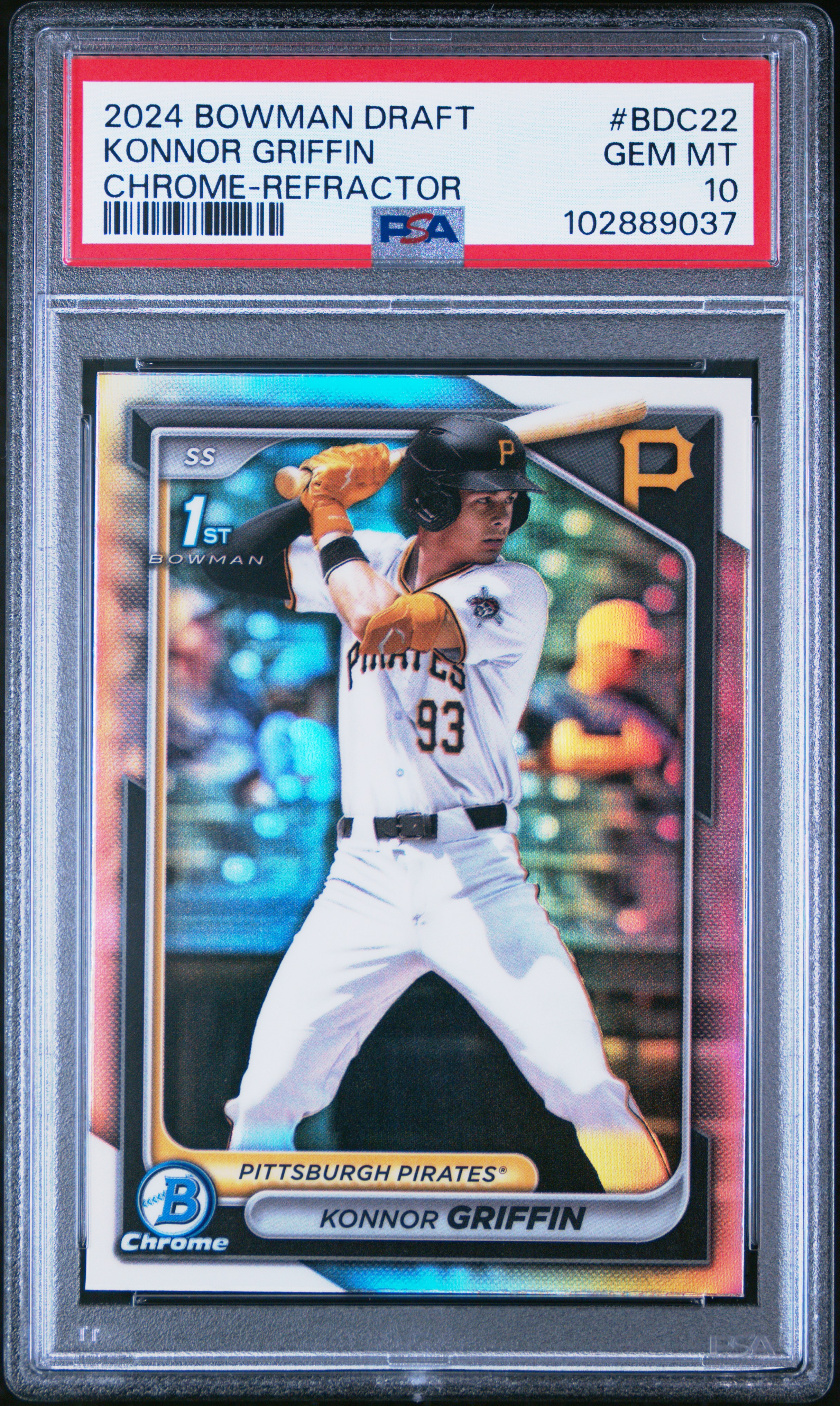 2024 Bowman Draft Konnor Griffin #Bdc22 (Chrome-Refractor) Gem Mt 10 front