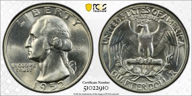 1952-D 25C Large D, FS-501 MS64