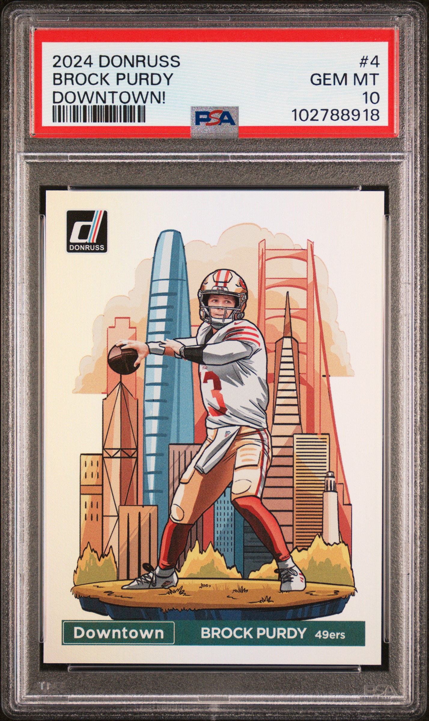 2024 Panini Donruss Downtown! Brock Purdy #4 Gem Mt 10 front
