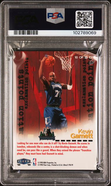 1998 Ultra Exclamation Points Kevin Garnett #10 (Exclamation Points) Nm-Mt 8 back