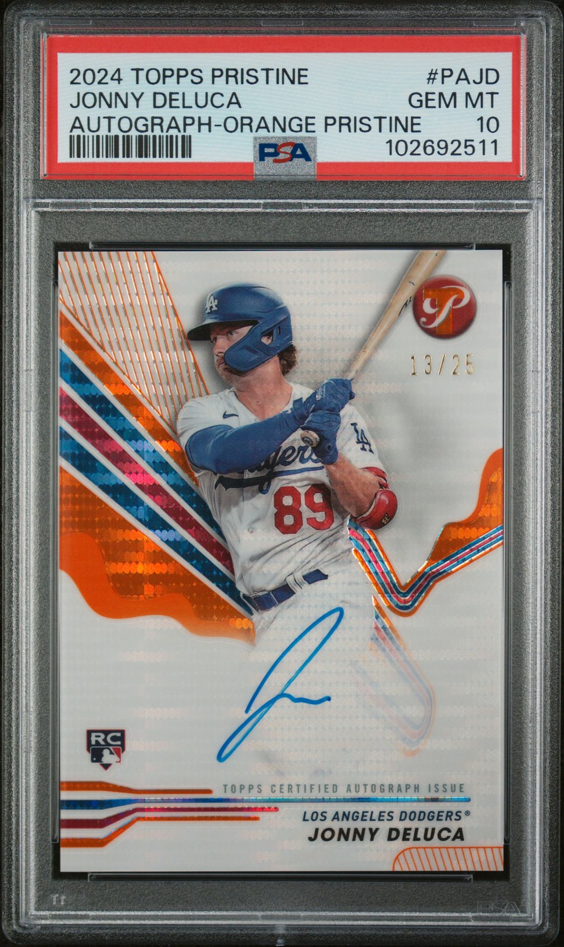 2024 Topps TOPPS PRISTINE PRISTINE AUTOGRAPHS ORANGE PRISTINE #PAJD Jonny Deluca front
