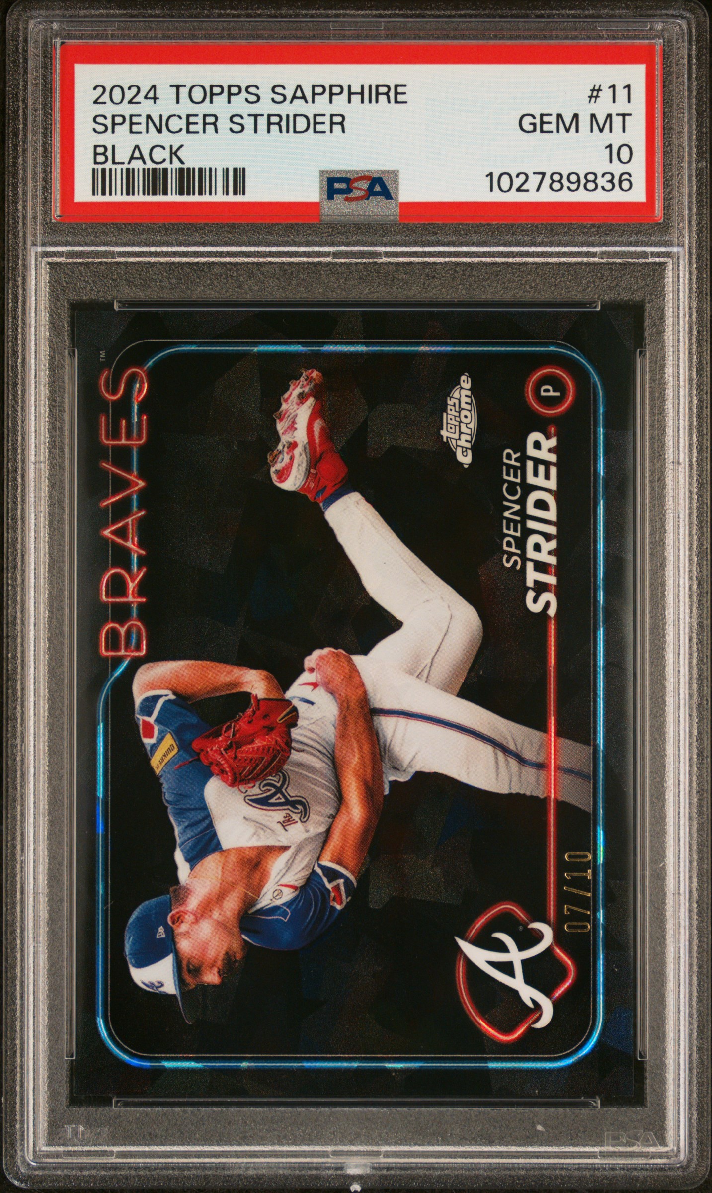 2024 Topps Chrome Sapphire Spencer Strider #11 (Black) Gem Mt 10 front