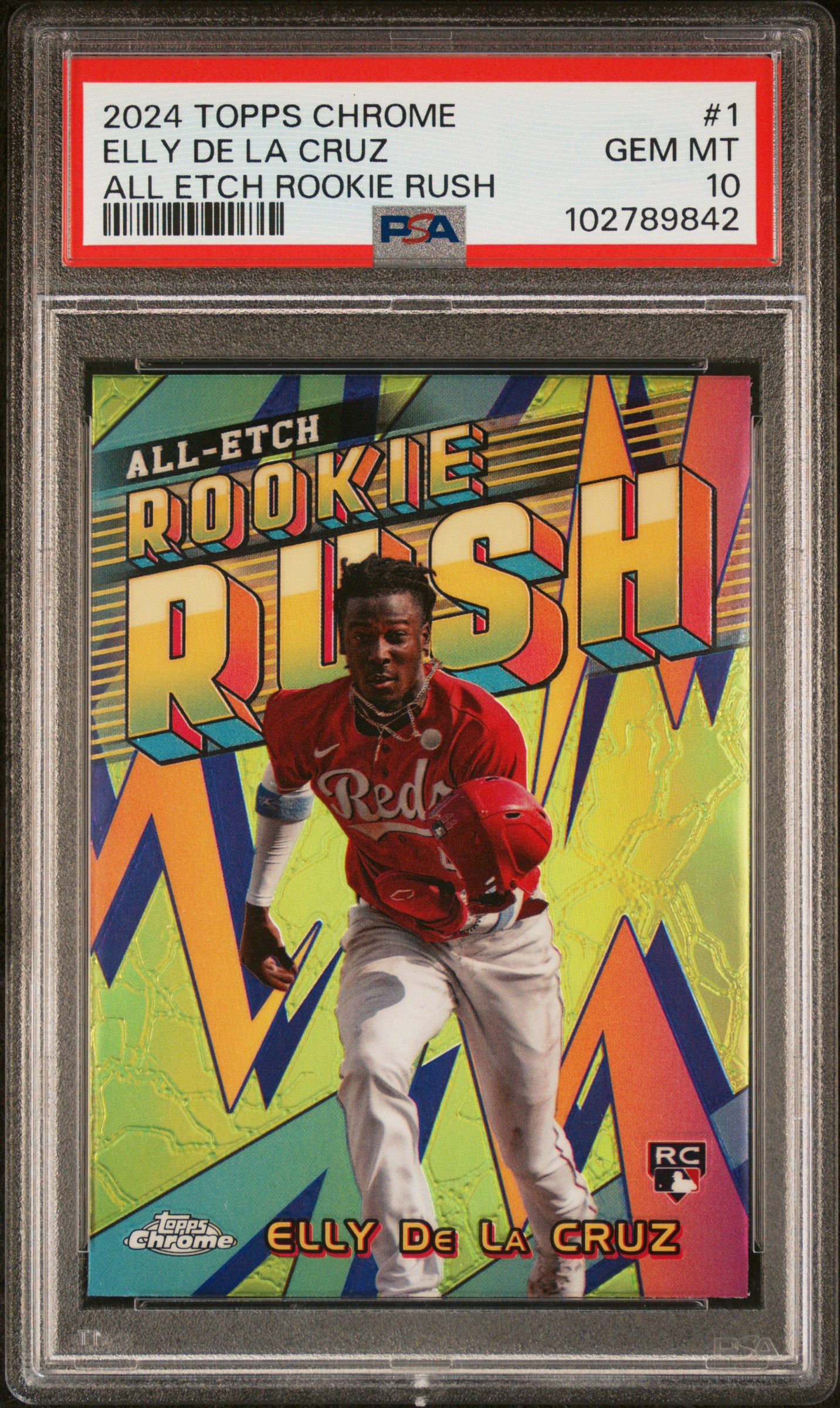 2024 Topps Chrome Chrome All Etch Rookie Rush Elly De La Cruz #1 Gem Mt 10 front