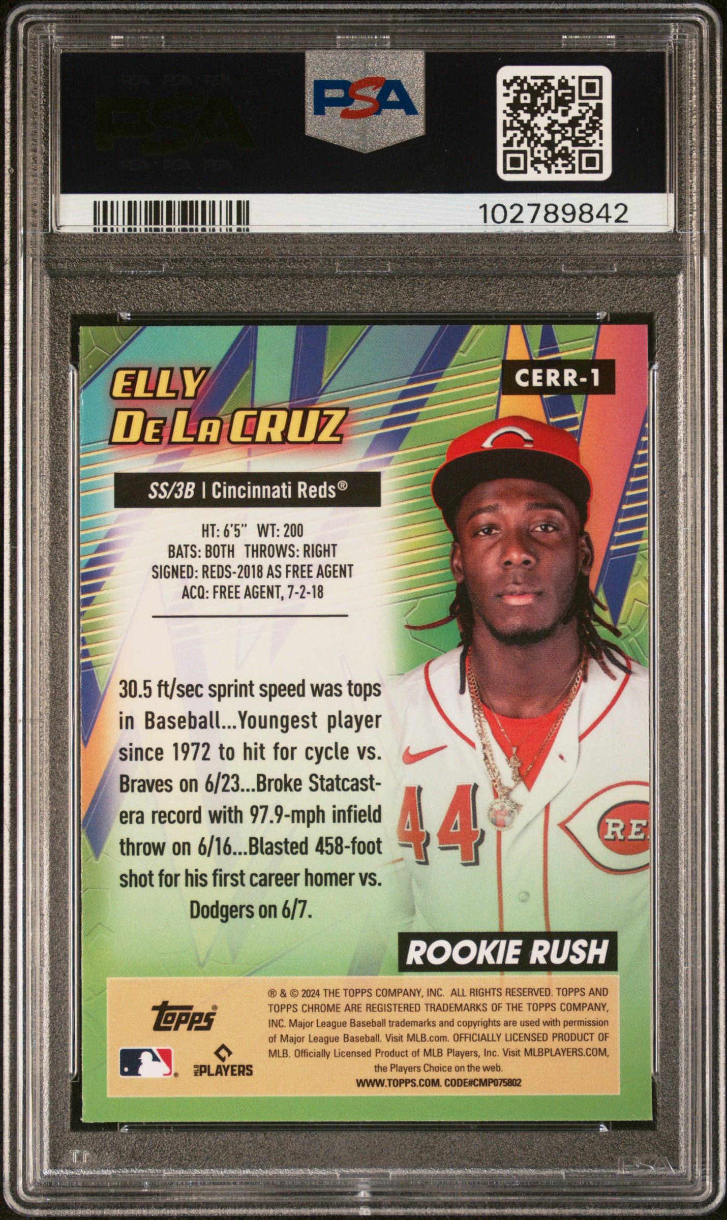2024 Topps Chrome Chrome All Etch Rookie Rush Elly De La Cruz #1 Gem Mt 10 back